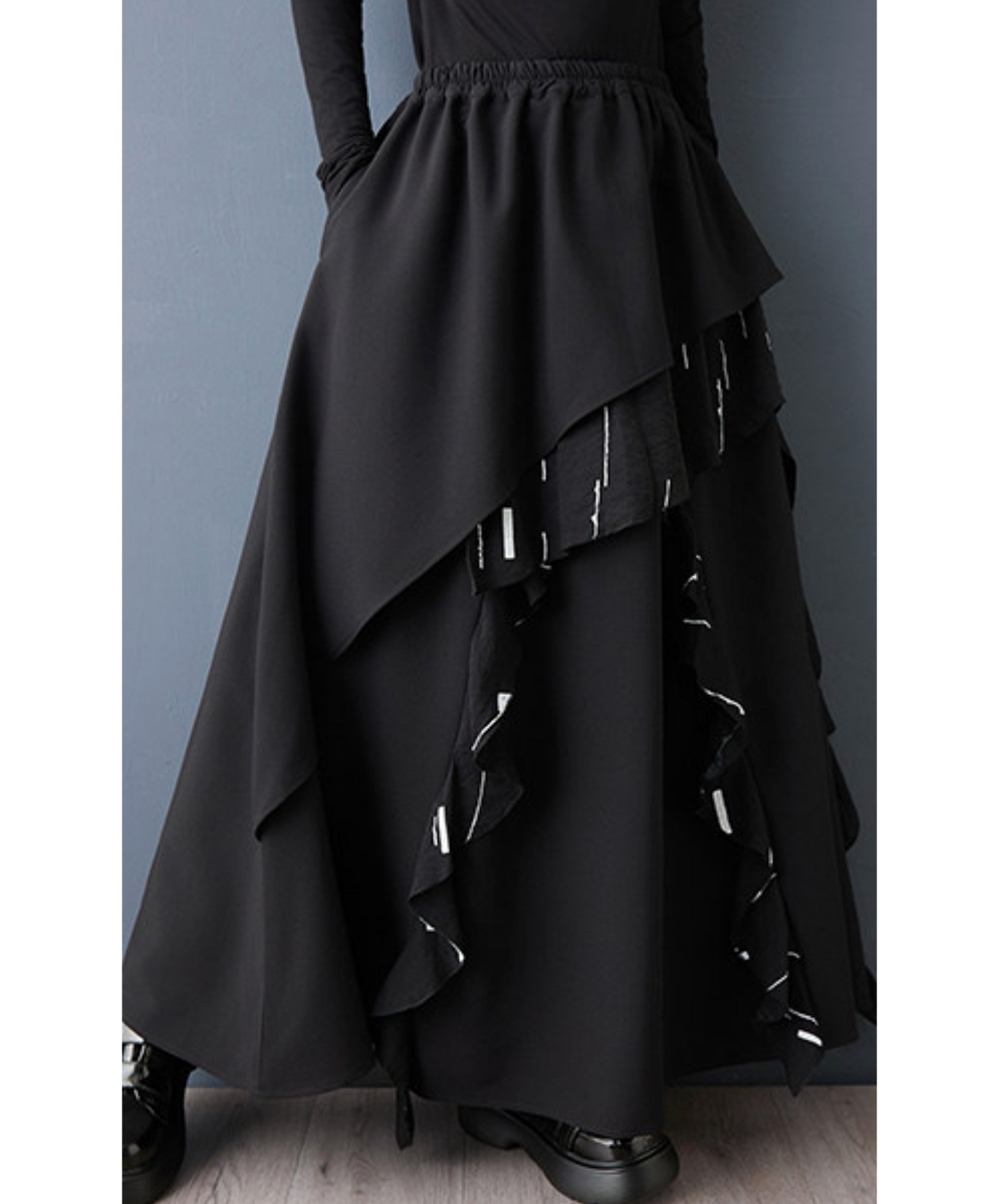 splicing print drapes skirt EN2755