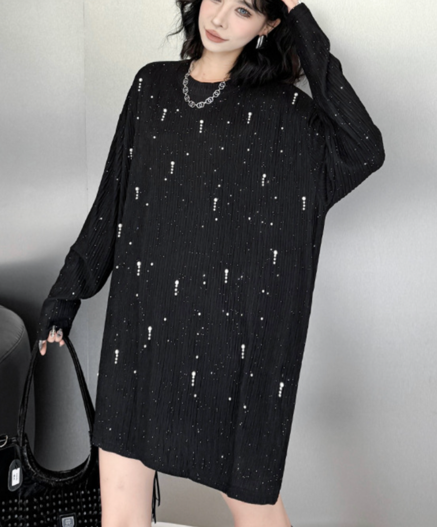 stardust motif bead embroidery long t-shirt EN2341