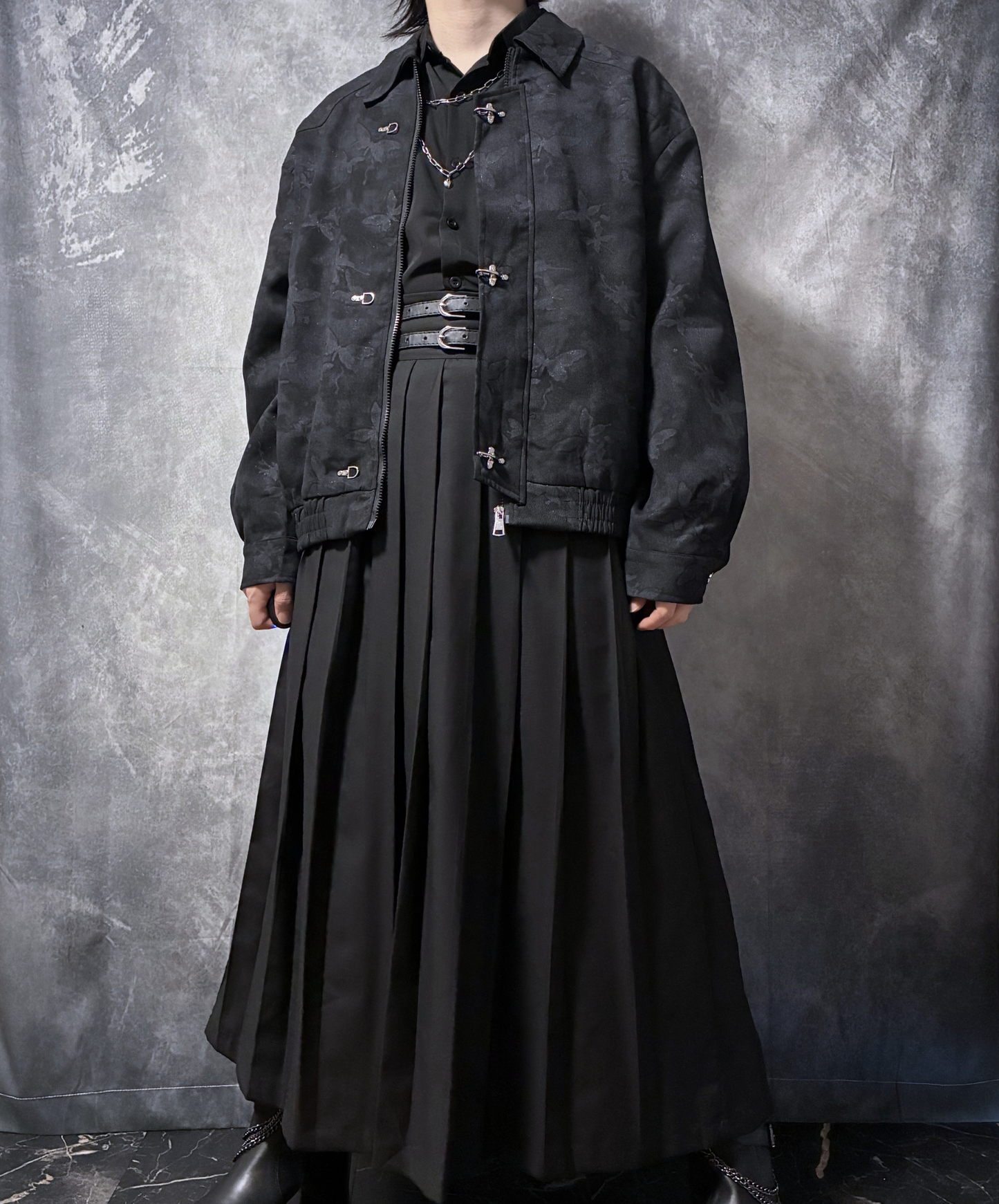 【style96】dark mode outfit set EN2870（jacket + shirt + skirt set）