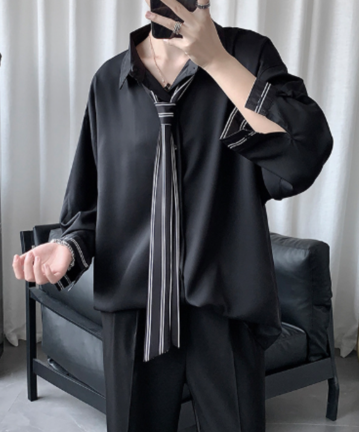 loose-fit design with striped paneling shirt EN3171