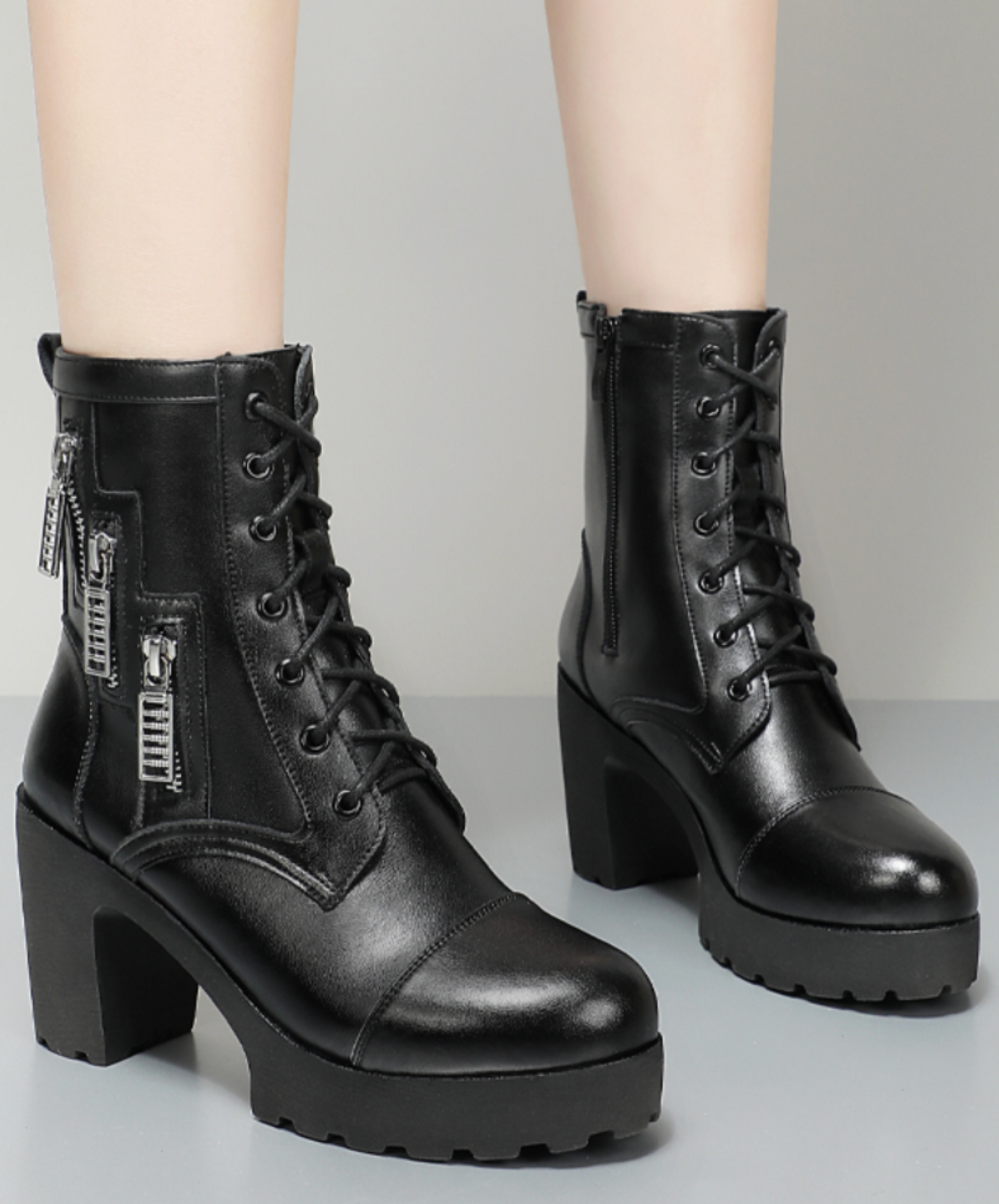 triple zip embellishment boots EN2600
