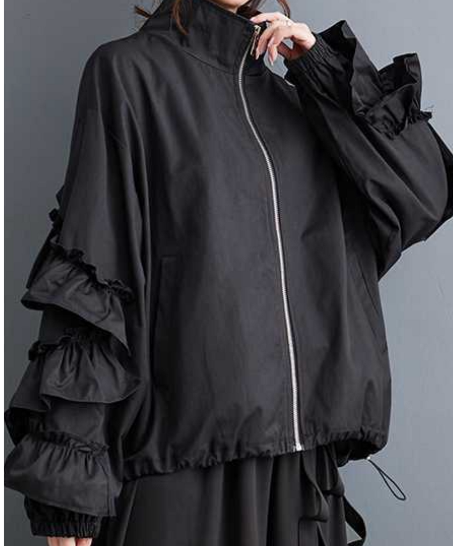 dark layered frill high neck jacket EN2353