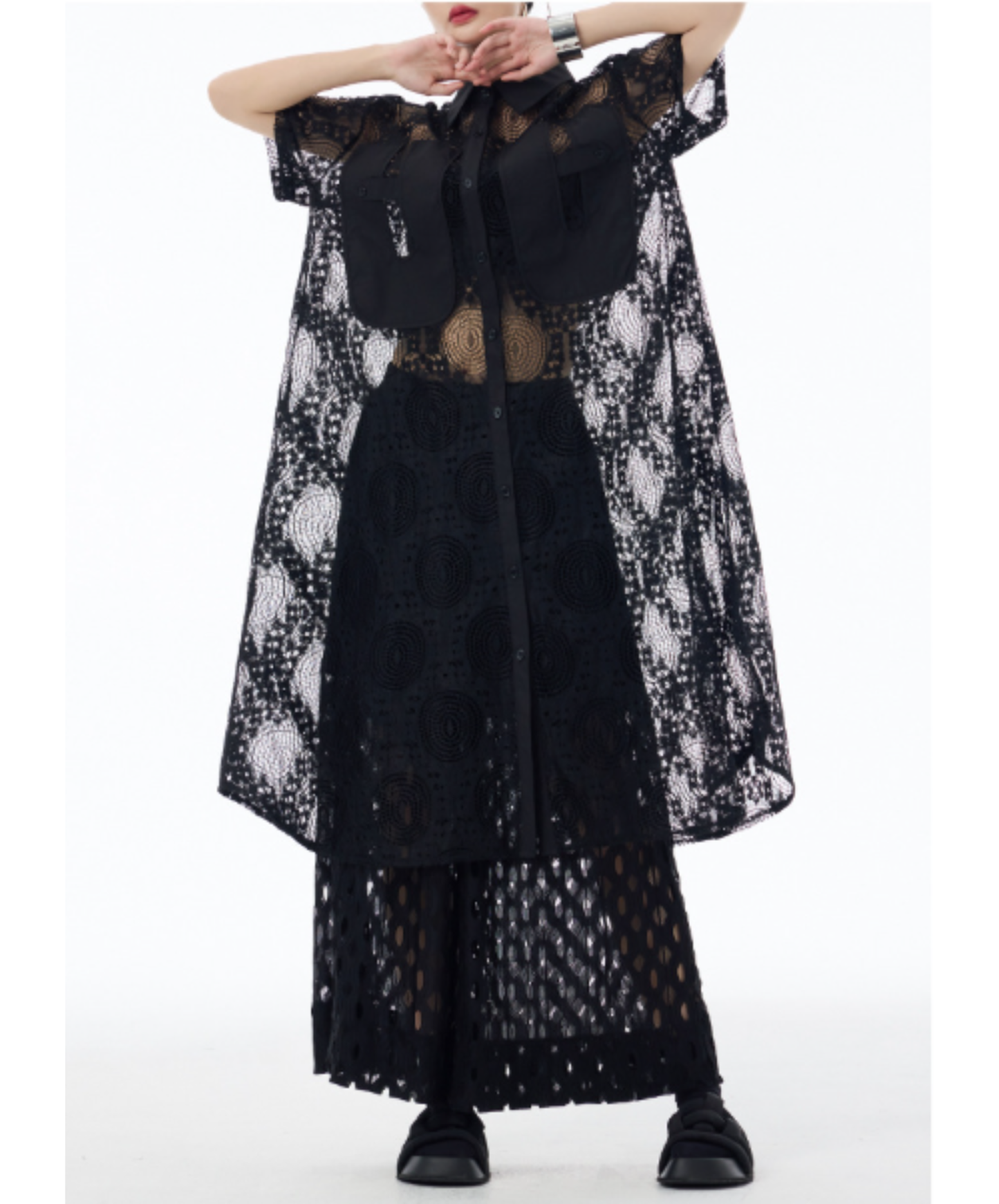 jacquard lace see-through vest EN2983