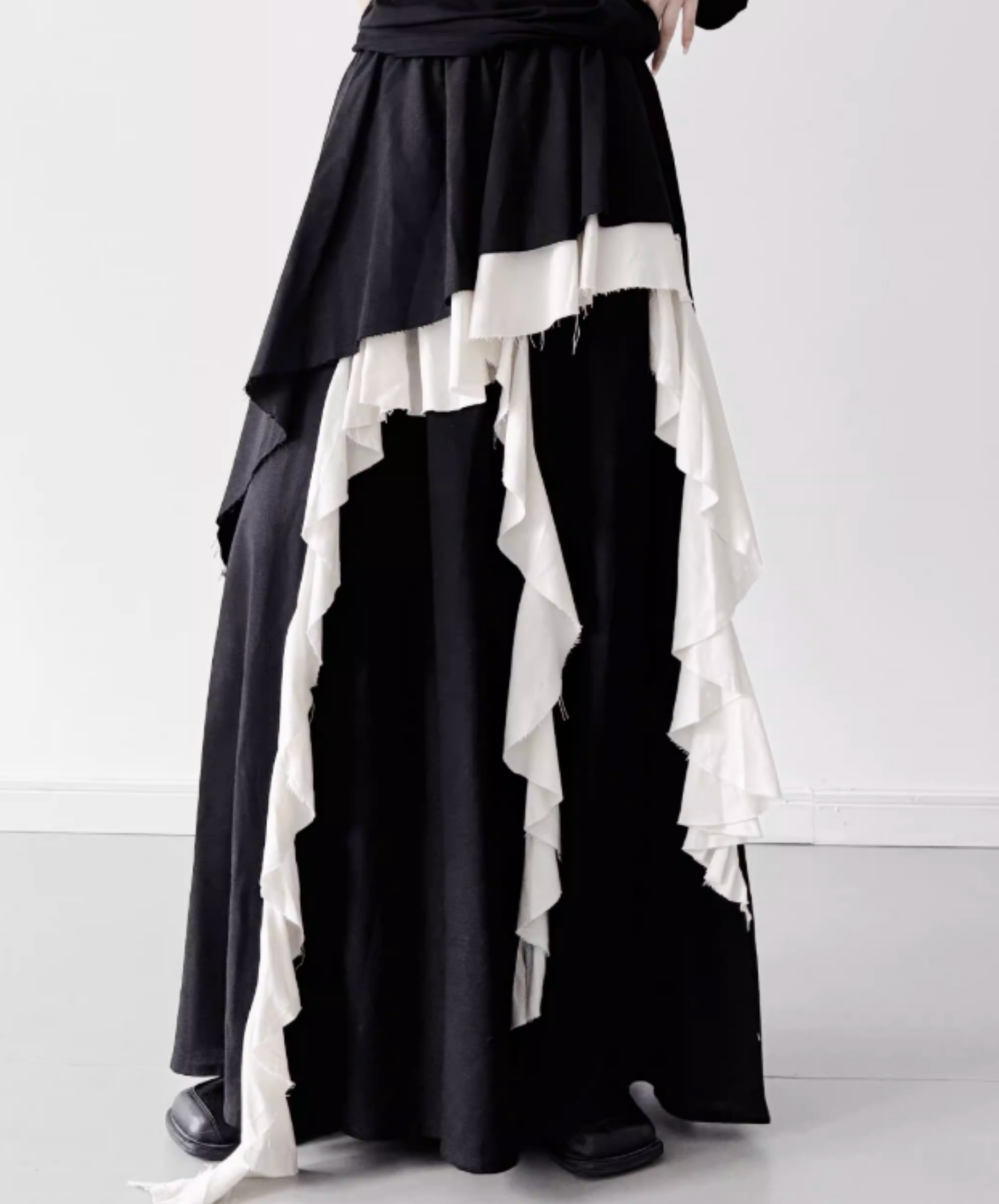 dark Irregular frills color block skirt EN2810
