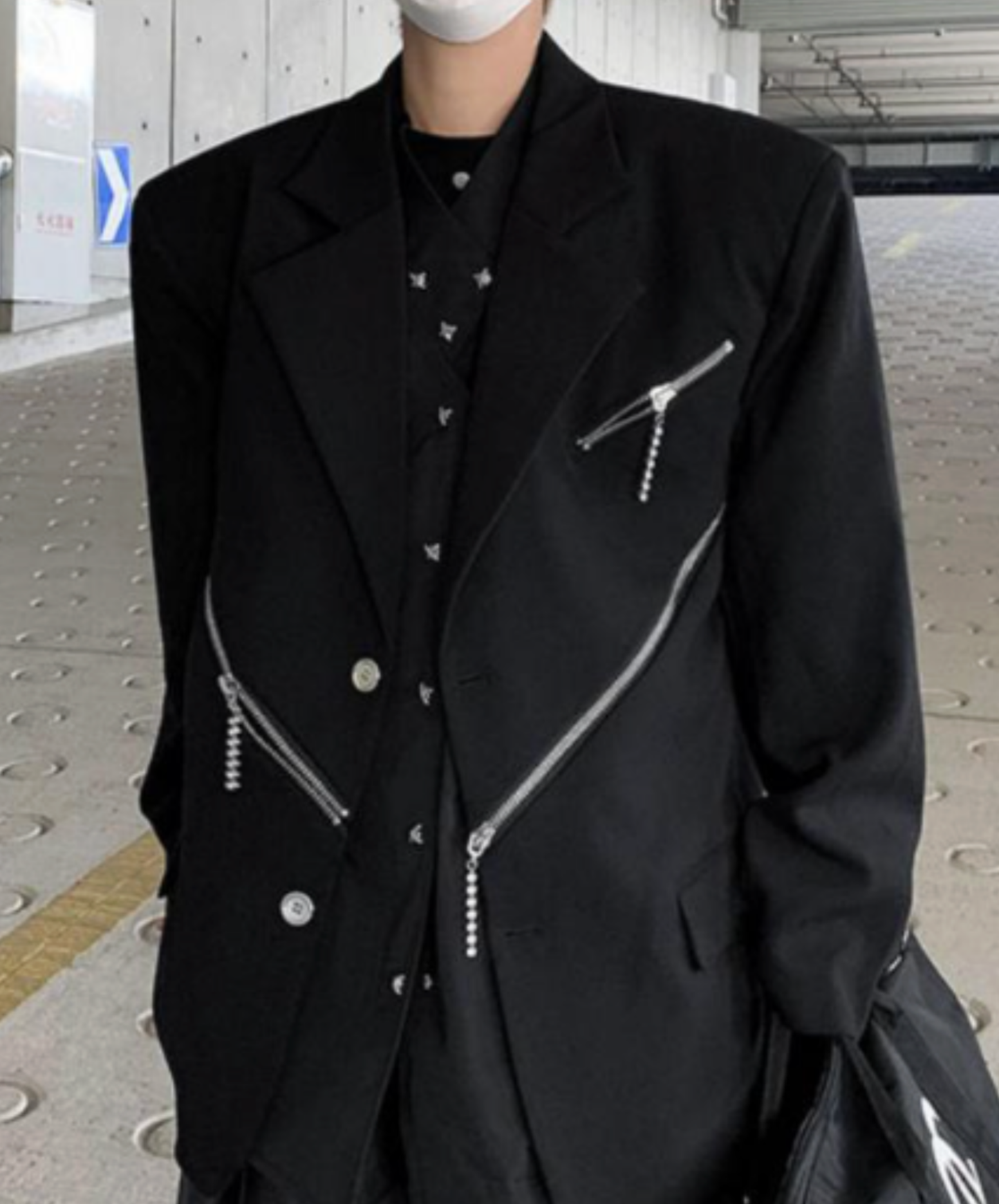 【style85】dark mode outfit set EN2631（jacket + sweater + pants set）