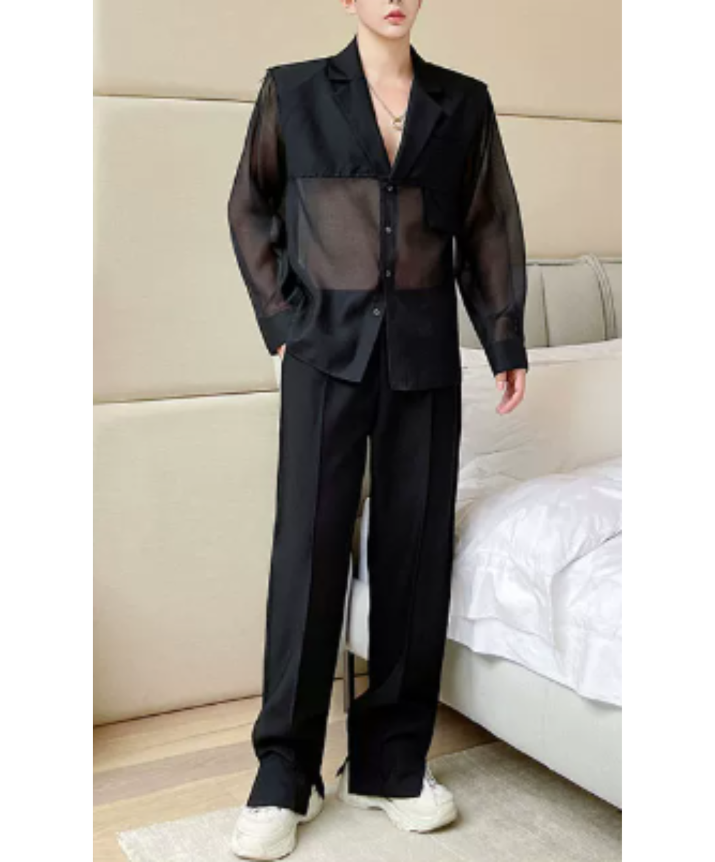 sheer top with a raw-edge design jacket EN2992