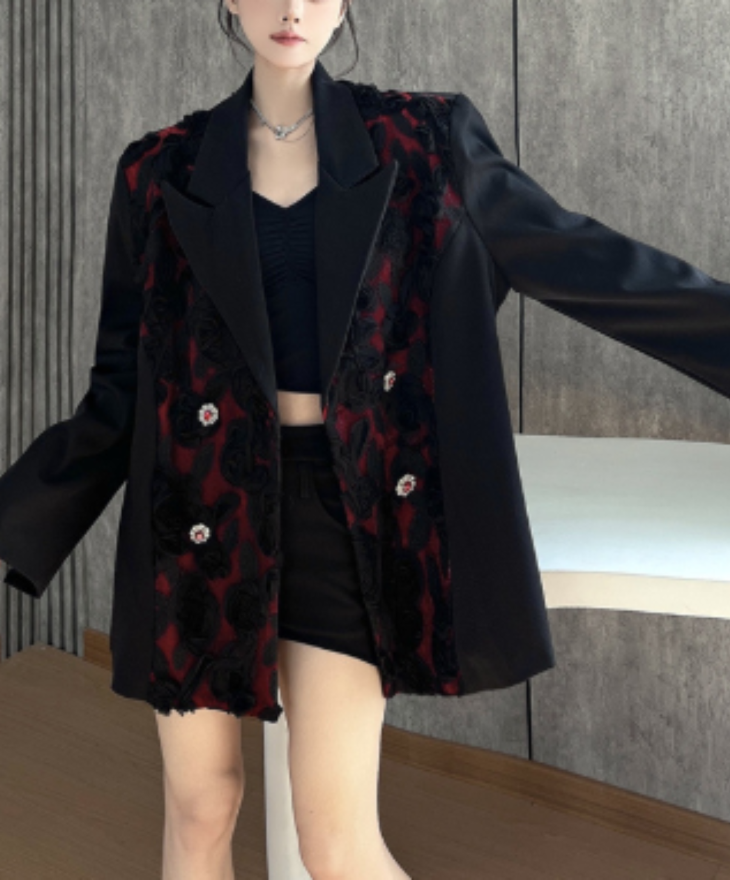 elegant rose motif jacket EN3092
