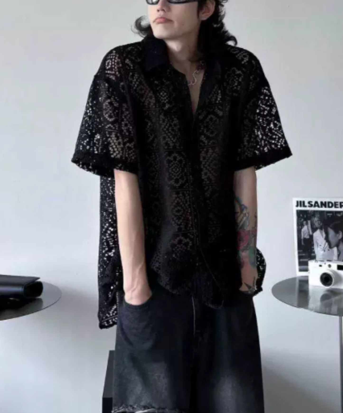 square pattern patchwork design shirt EN2898