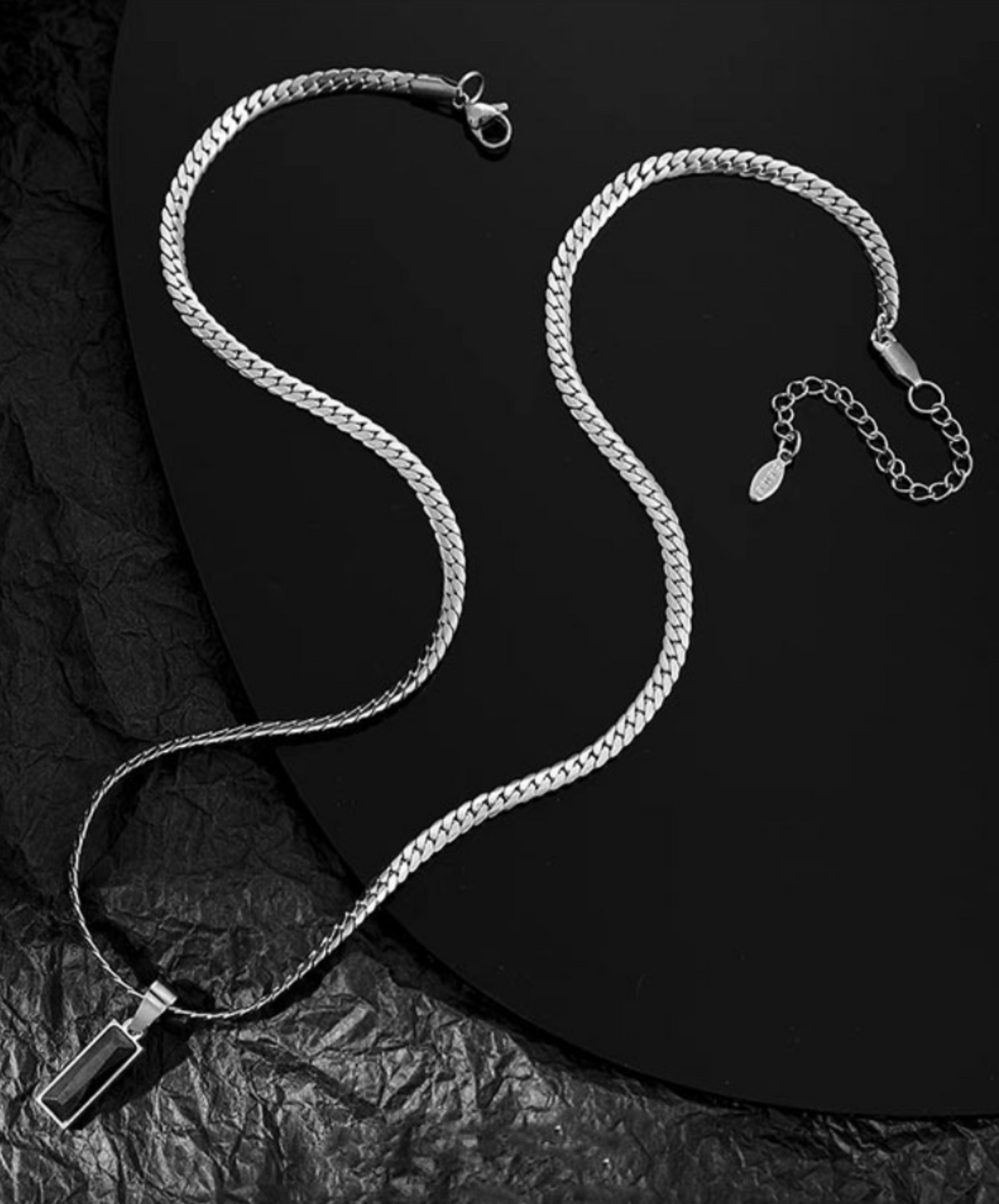 titanium black zircon necklace EN2659