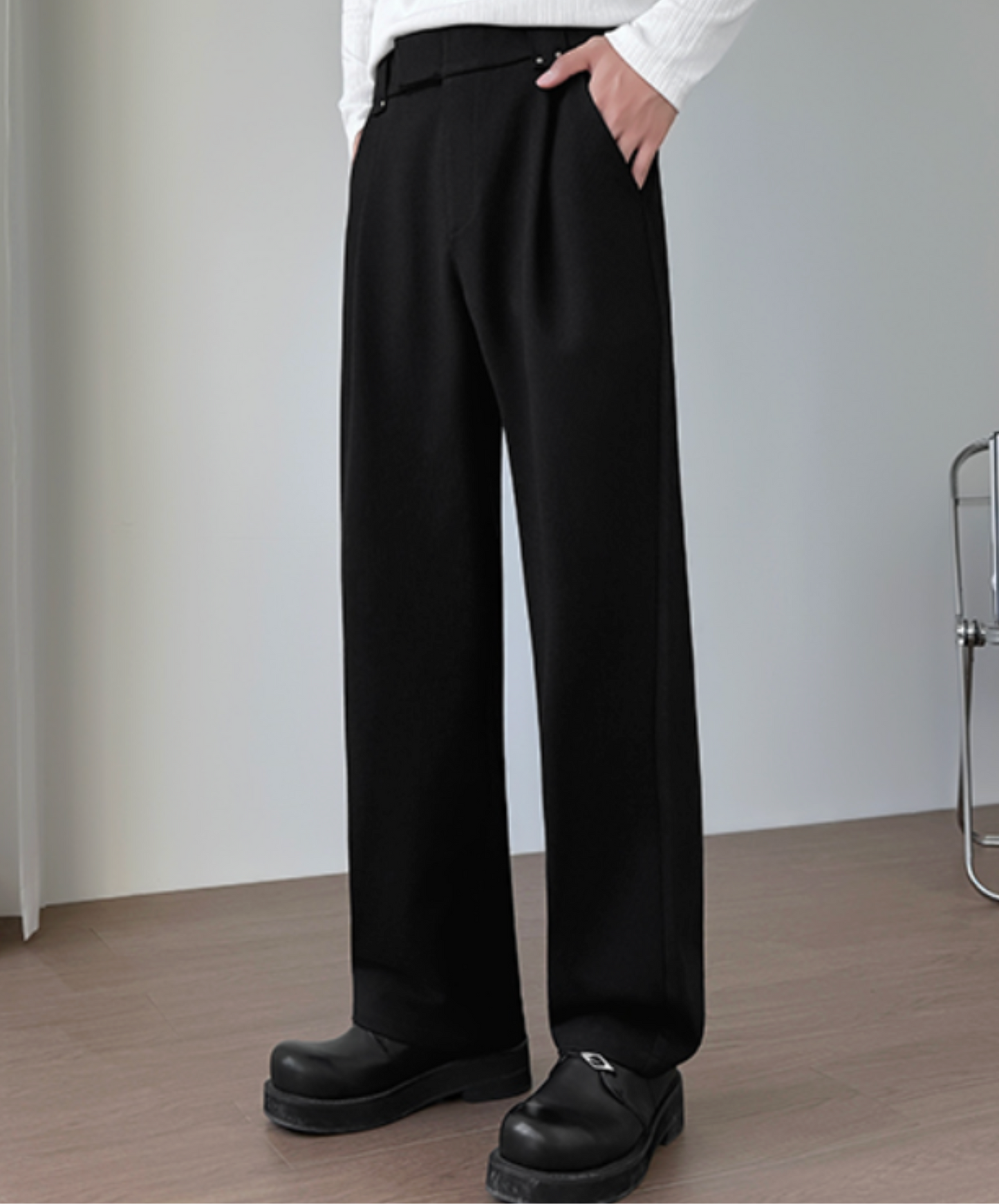 dark wool blend stripes pants EN2546