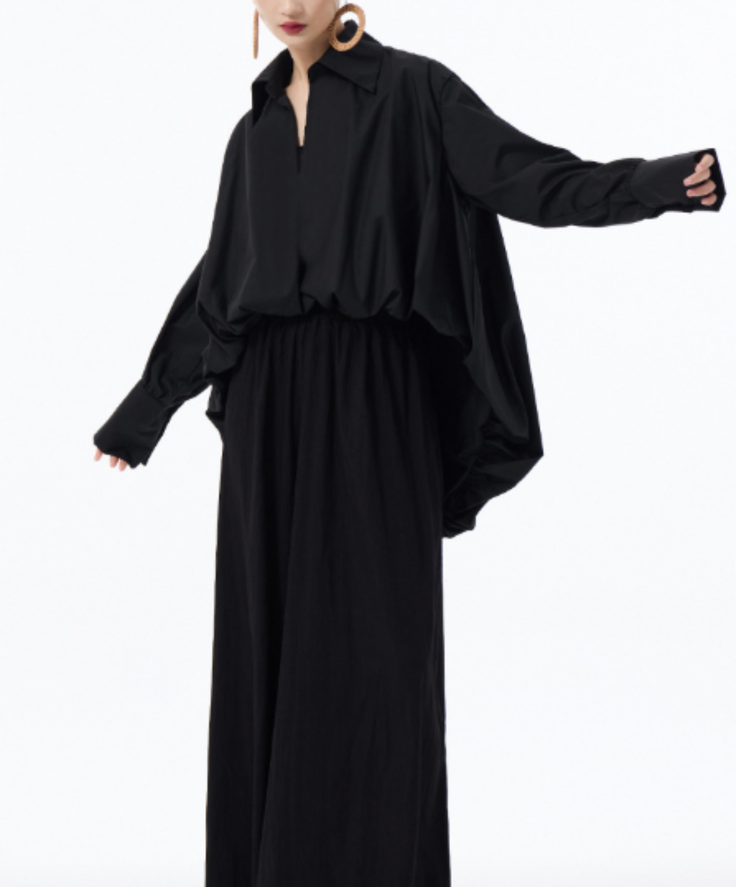 dark cinch-hem design shirt EN3042