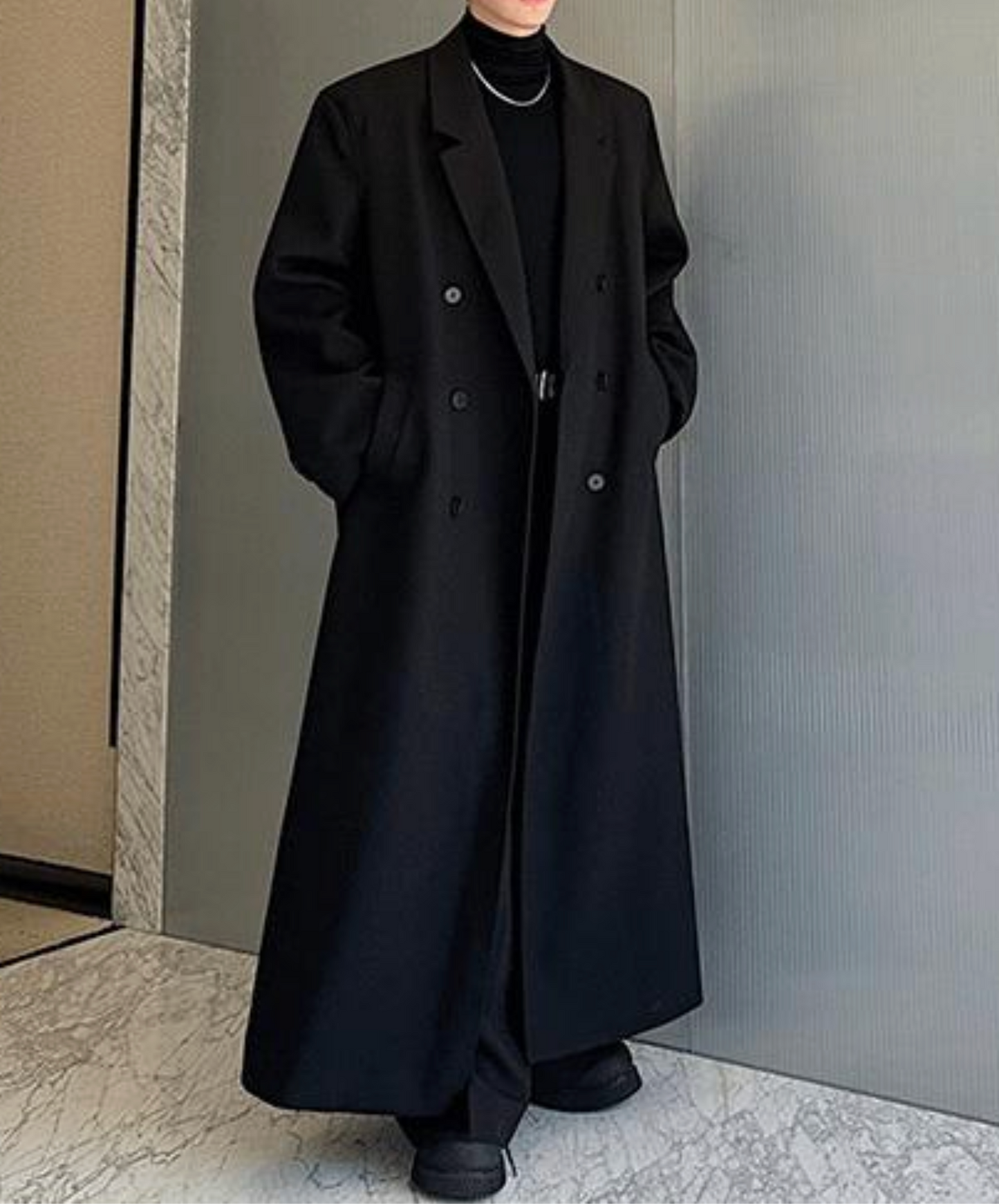 thick double-breasted long coat EN2509
