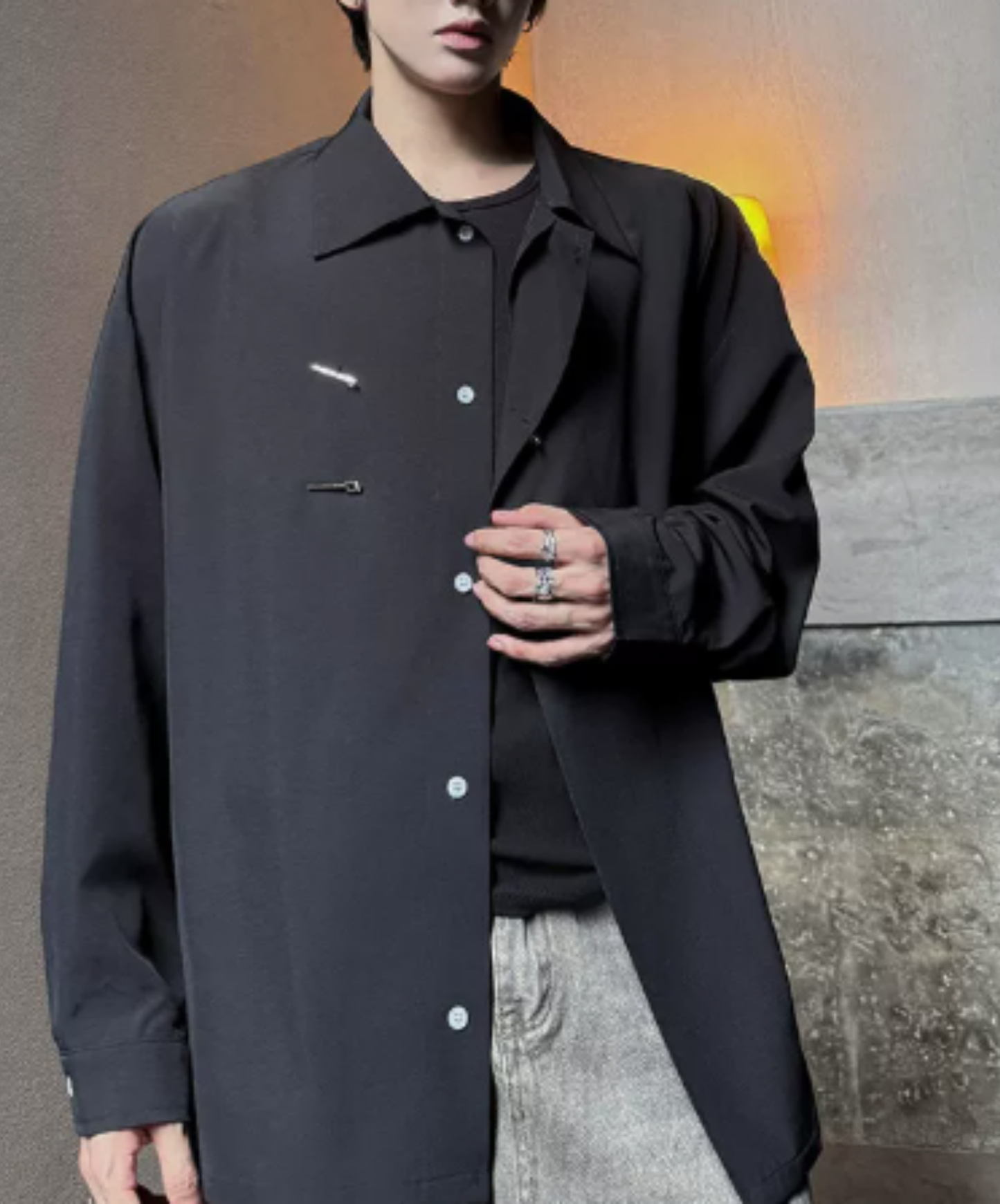retro chinese-style metal button shirt EN3127