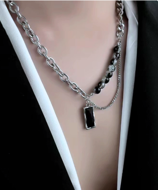 stone and chain necklace EN513