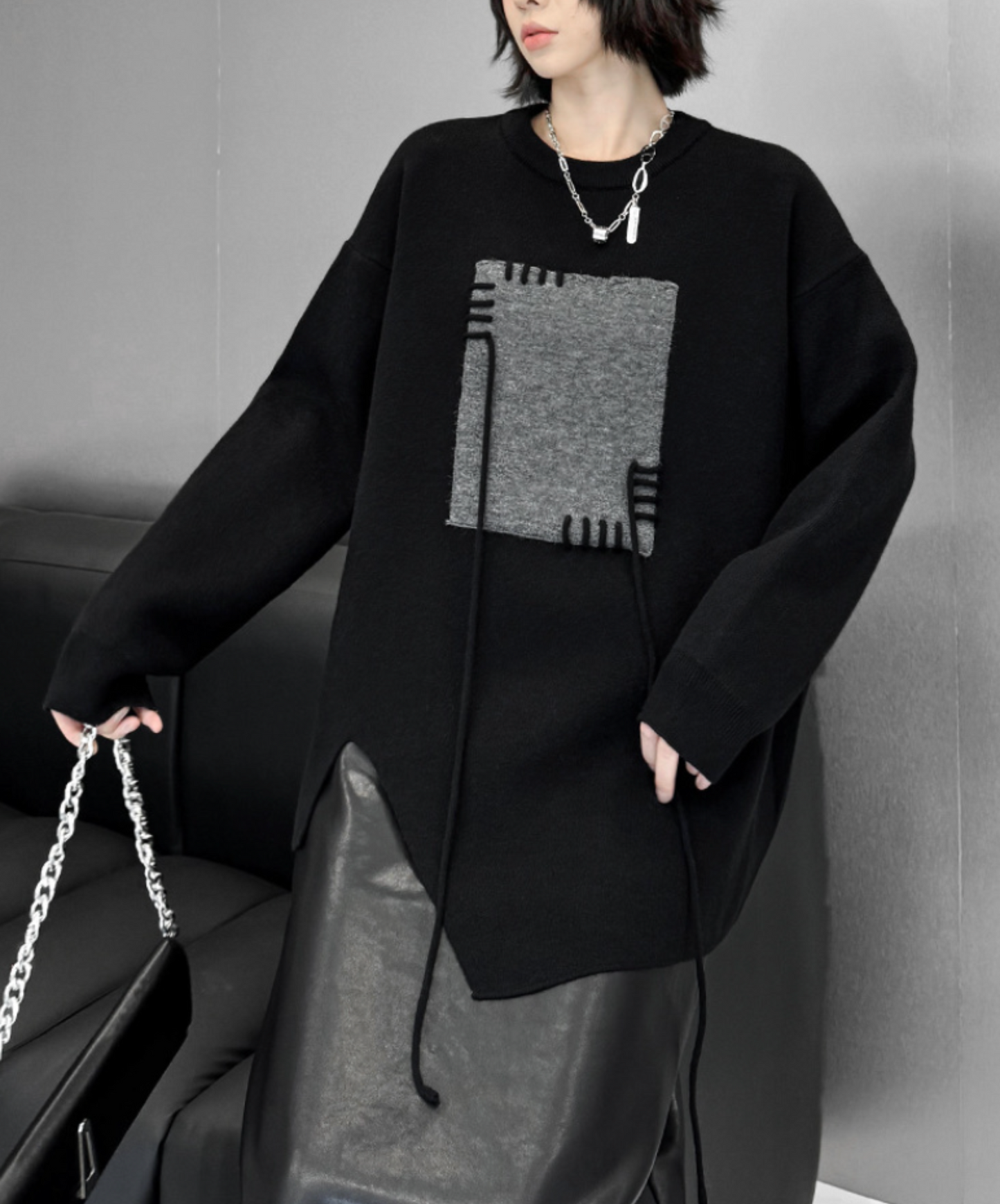 jacquard stitched motif sweater EN2469