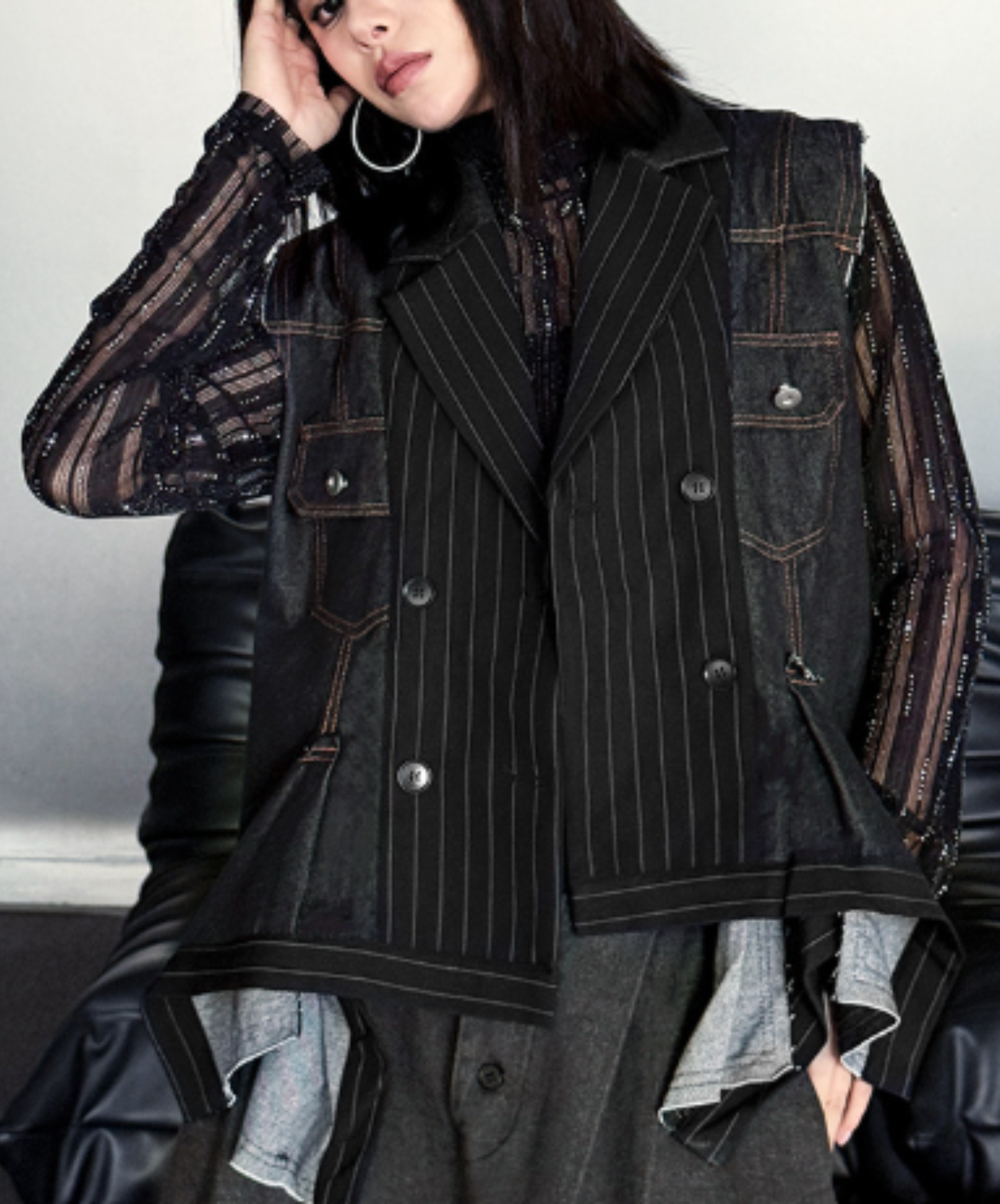 Irregular stripe design vest  EN3055