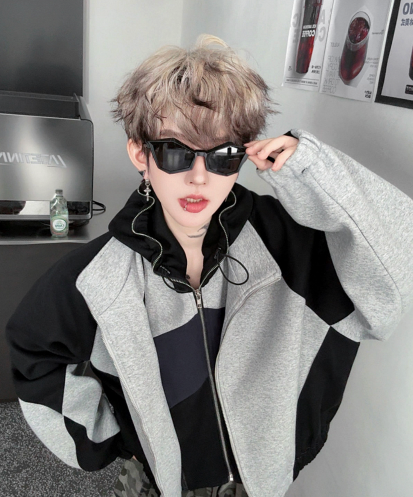 layered patchwork hoodie EN2613