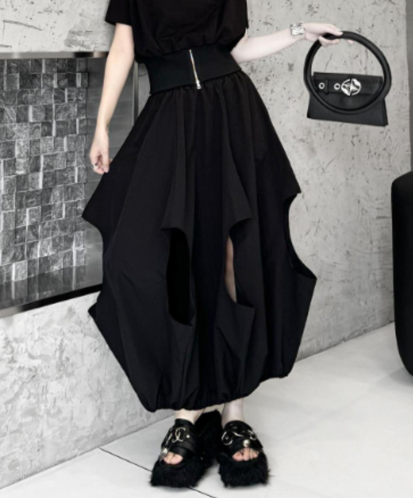 dark Irregular cutout tulip design skirt EN3078