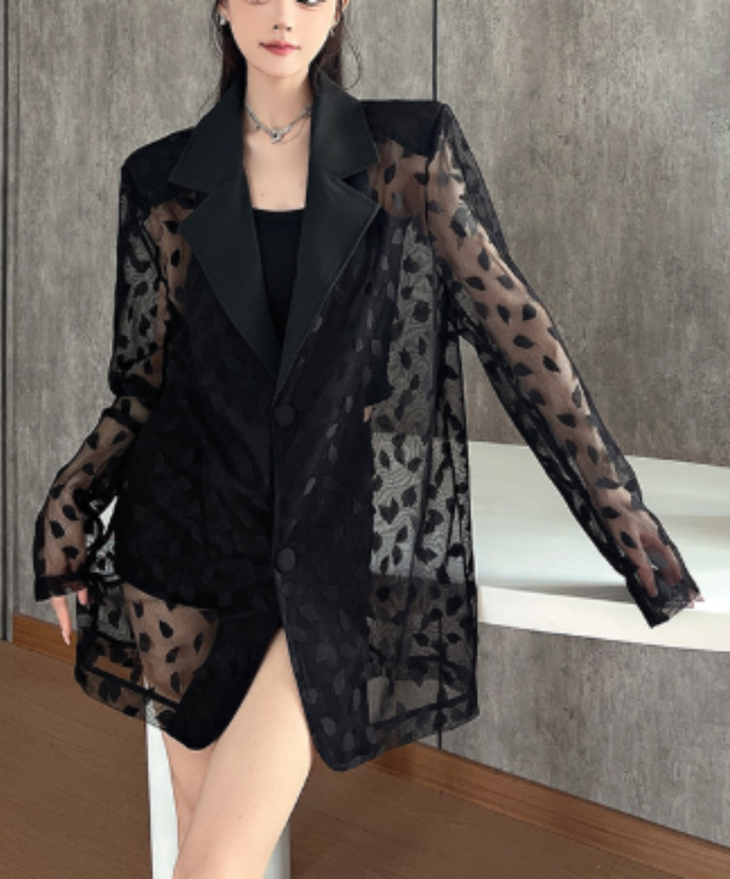 petal pattern mesh jacket EN2916