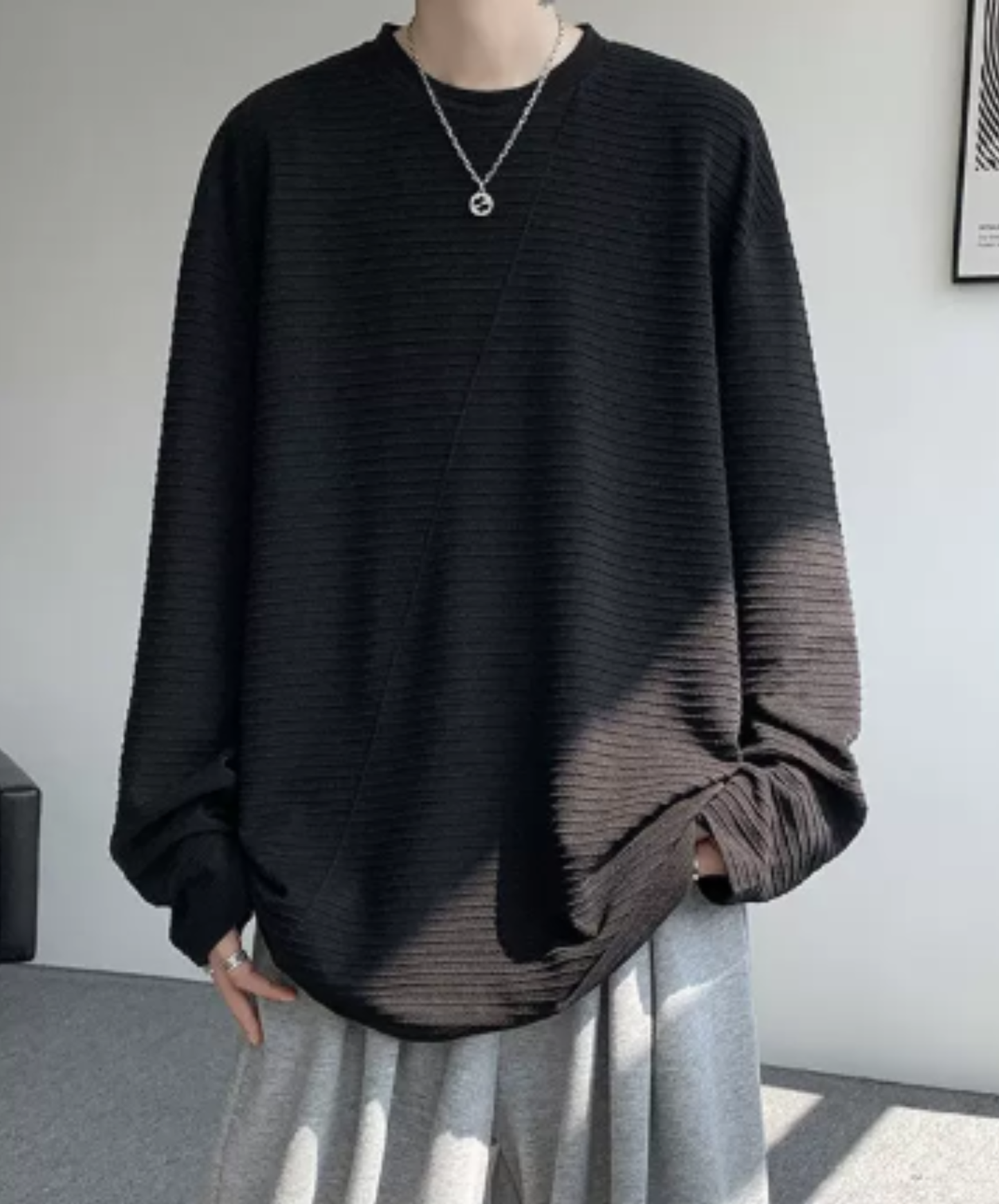 brushed finish with border t-shirt EN3126