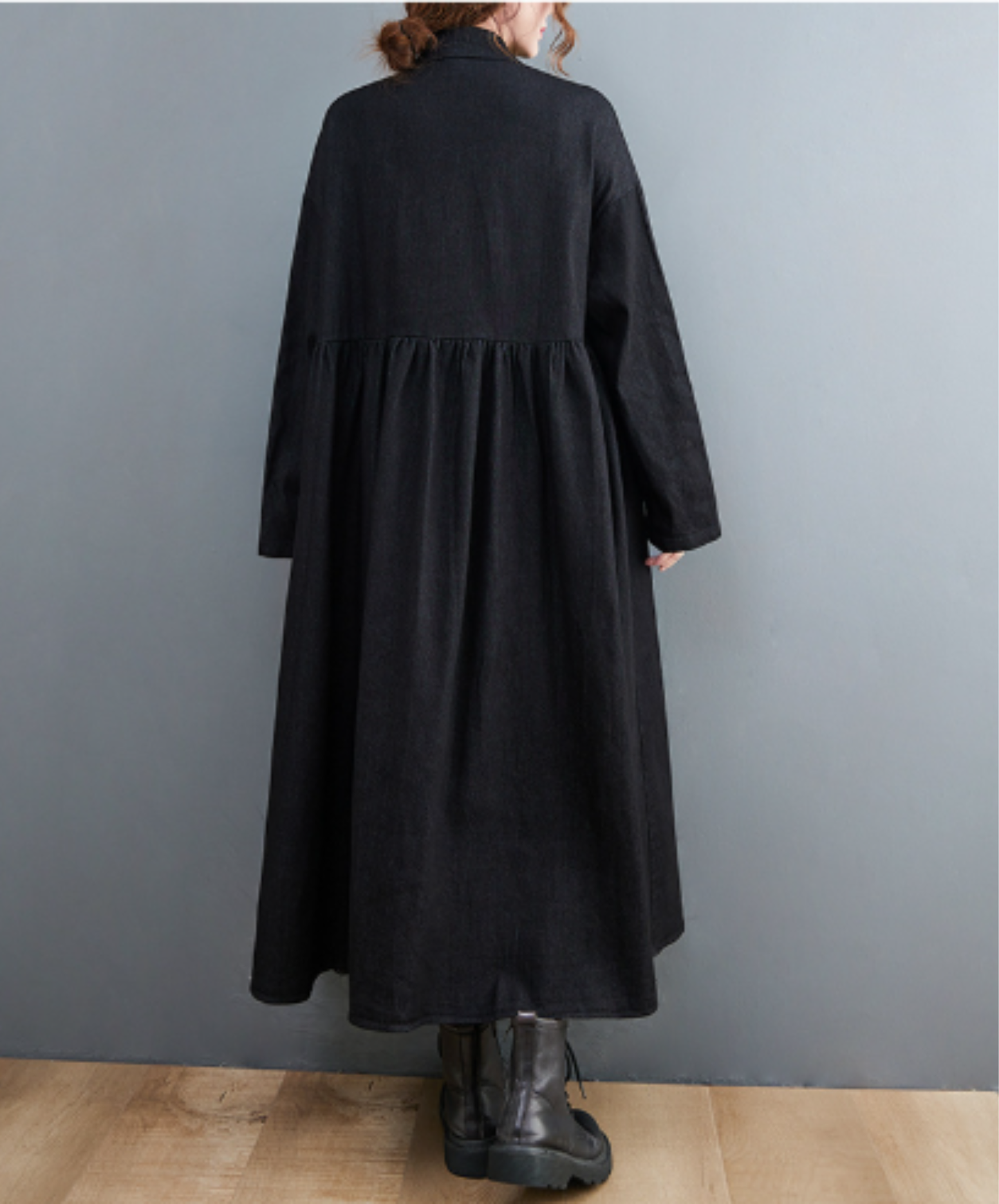 oversized style with denim paneling long shirt EN3067