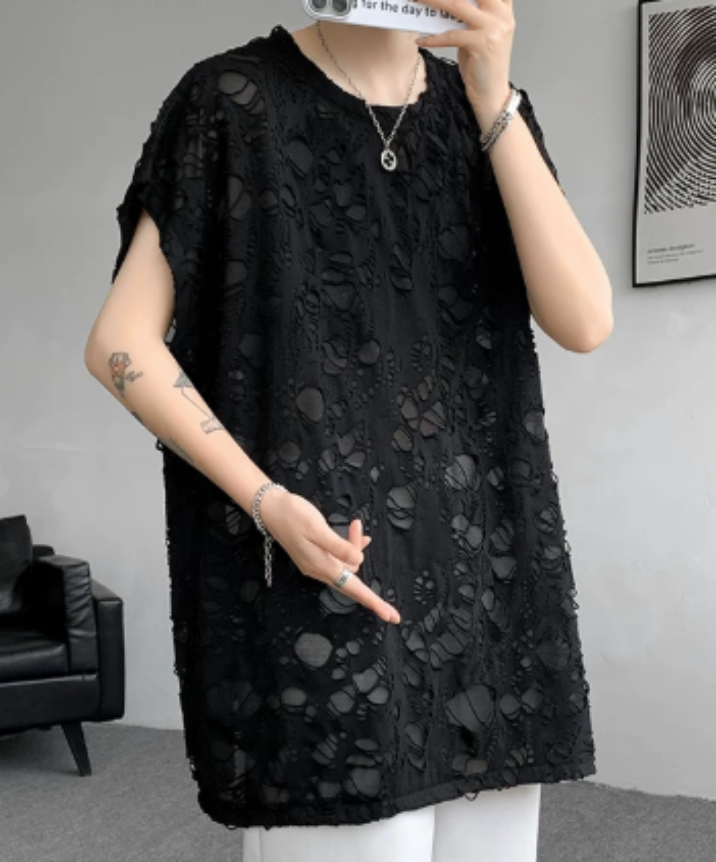 distressed finish, loose silhouette t-shirt EN2938
