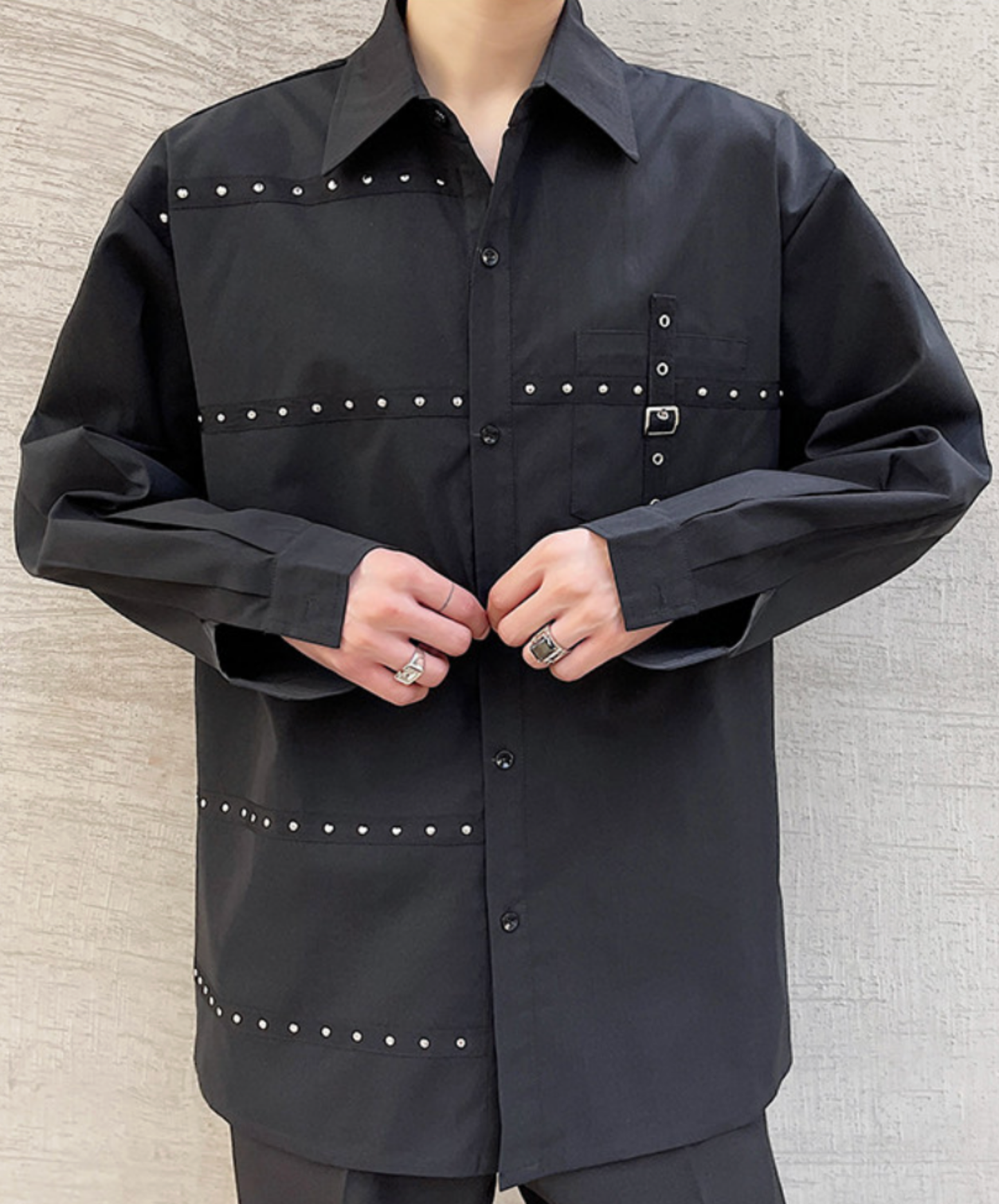 dark unique stud design shirt EN2668
