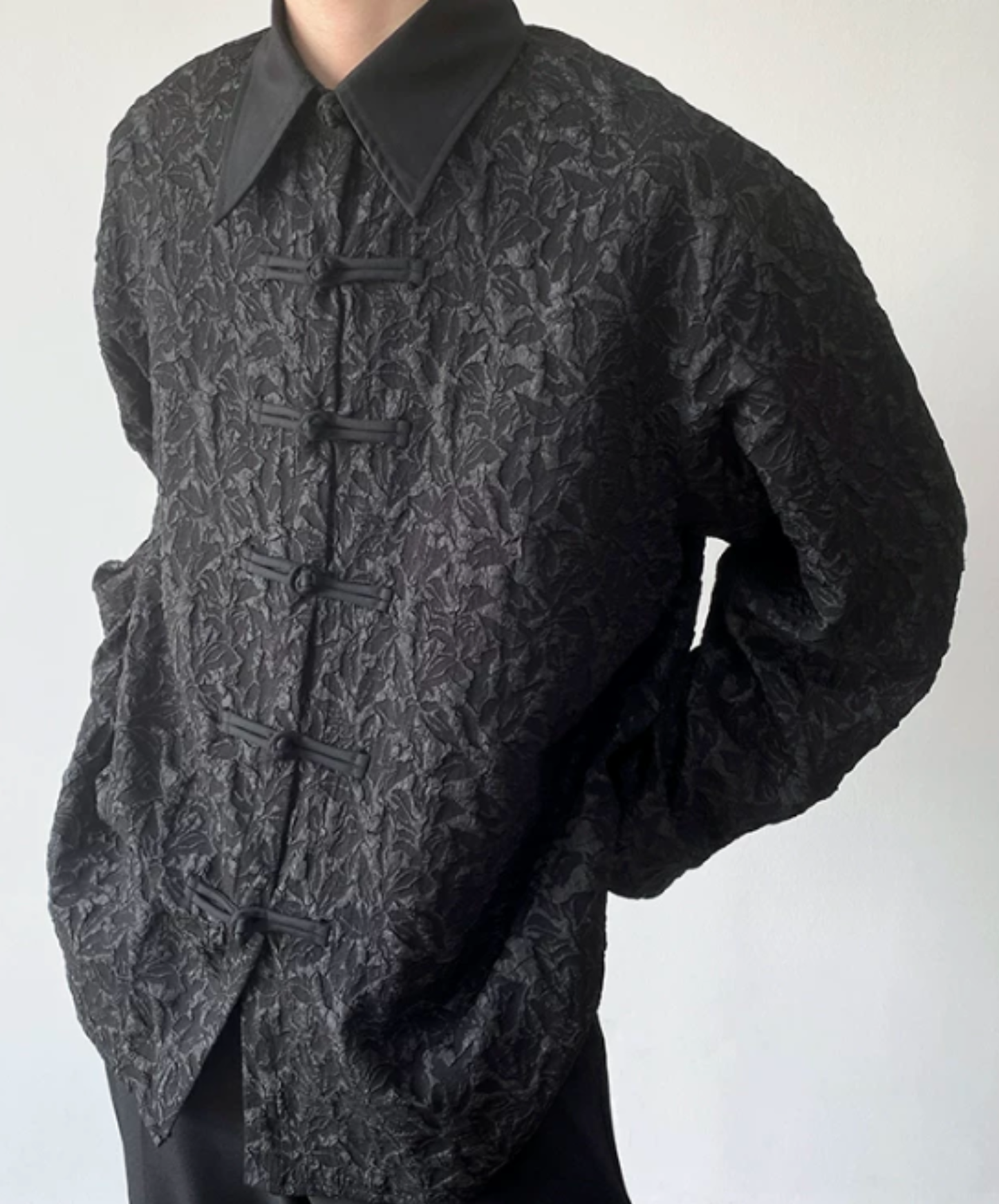 3d embroidered jacquard collar shirt EN2892