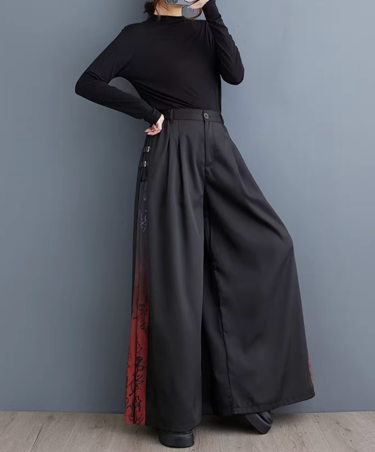 side-tucked high waist wide pants EN2795
