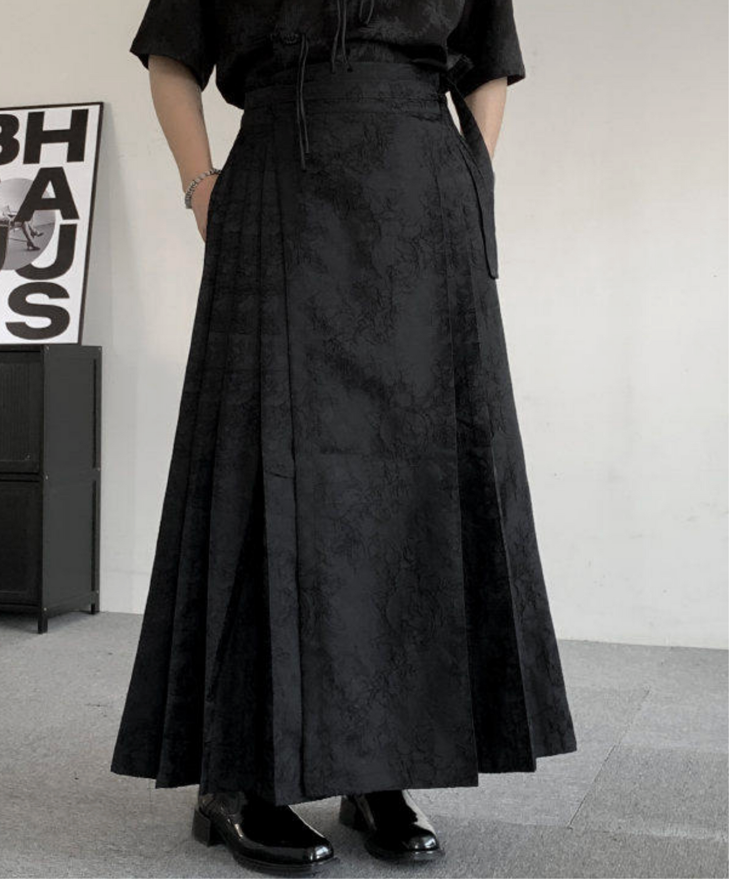 jacquard pleated loose fit skirt EN2705