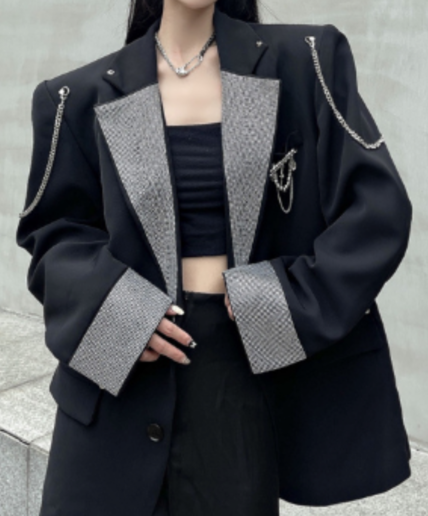 metallic-like chain decoration jacket EN1985