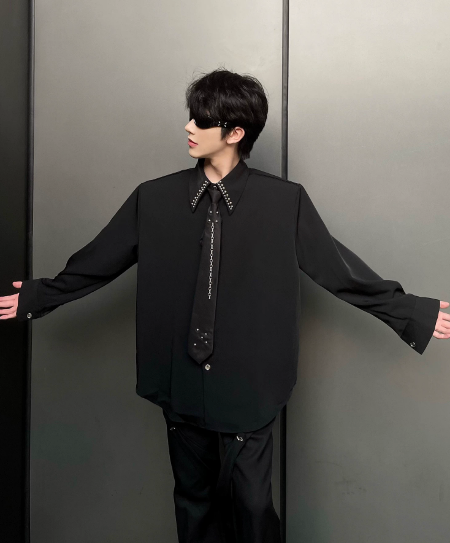 metal rivet tie included shirt EN2852