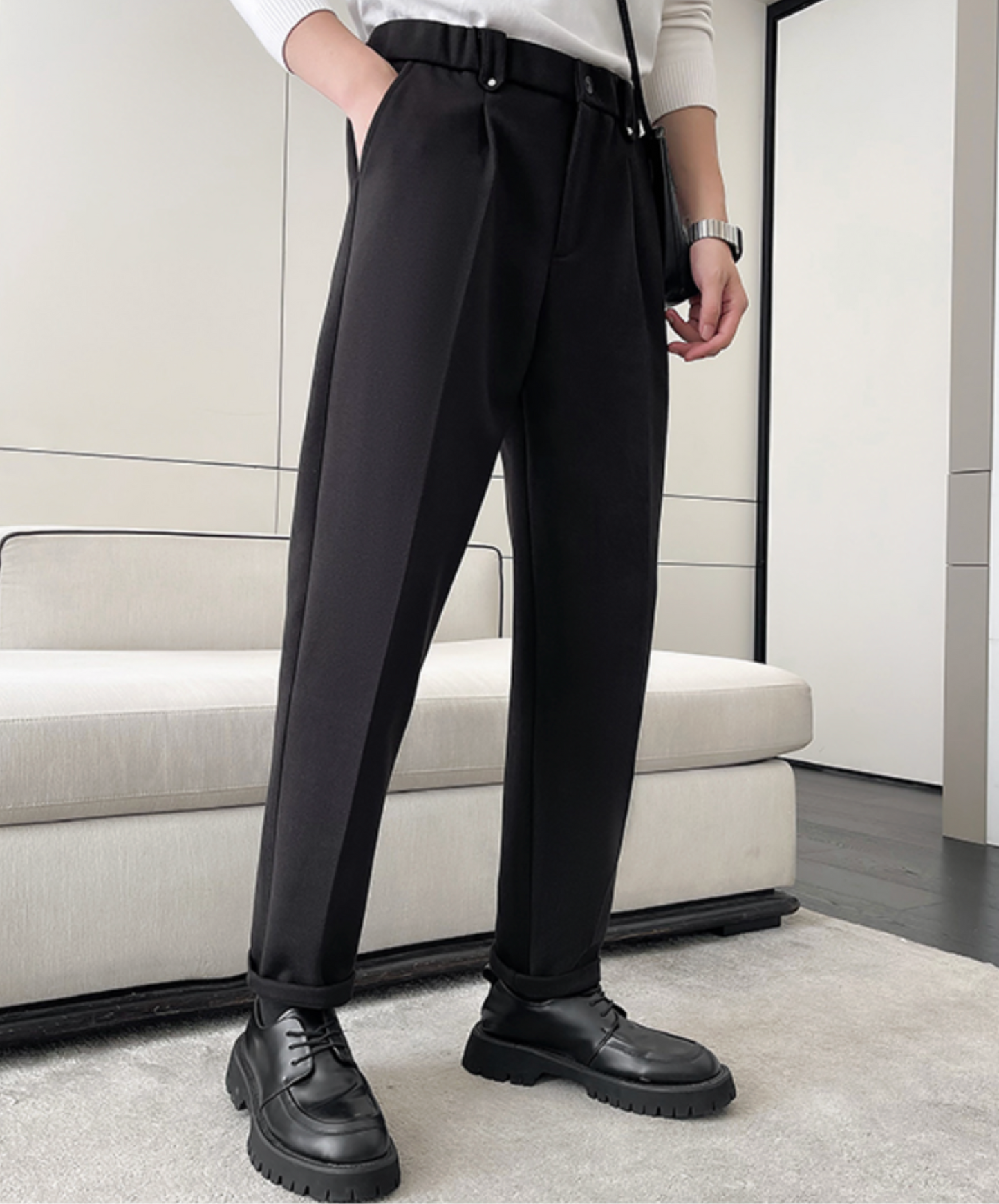 fleece-lined elastic waist pants EN2545