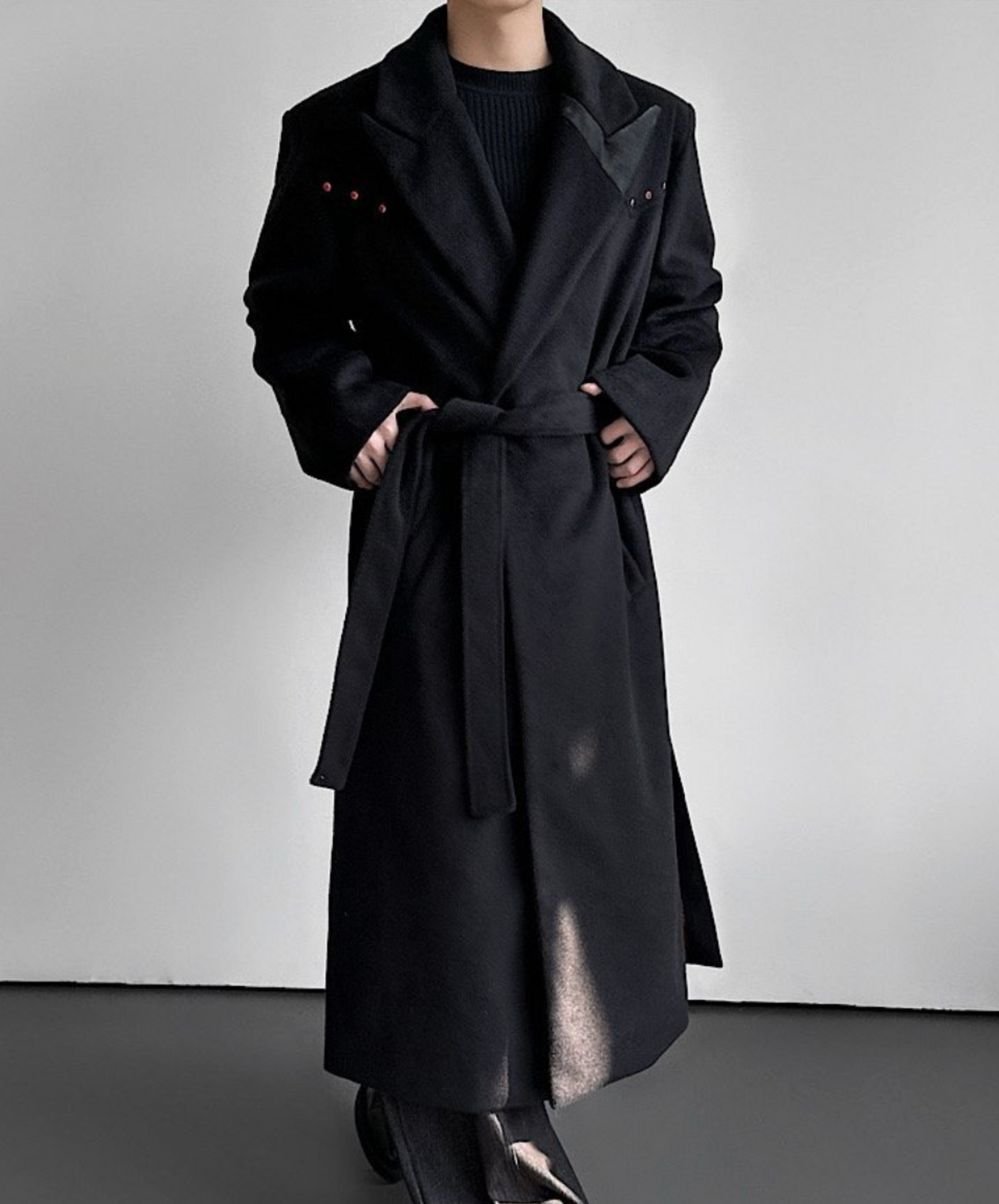 red rhinestone decorated long coat EN2602