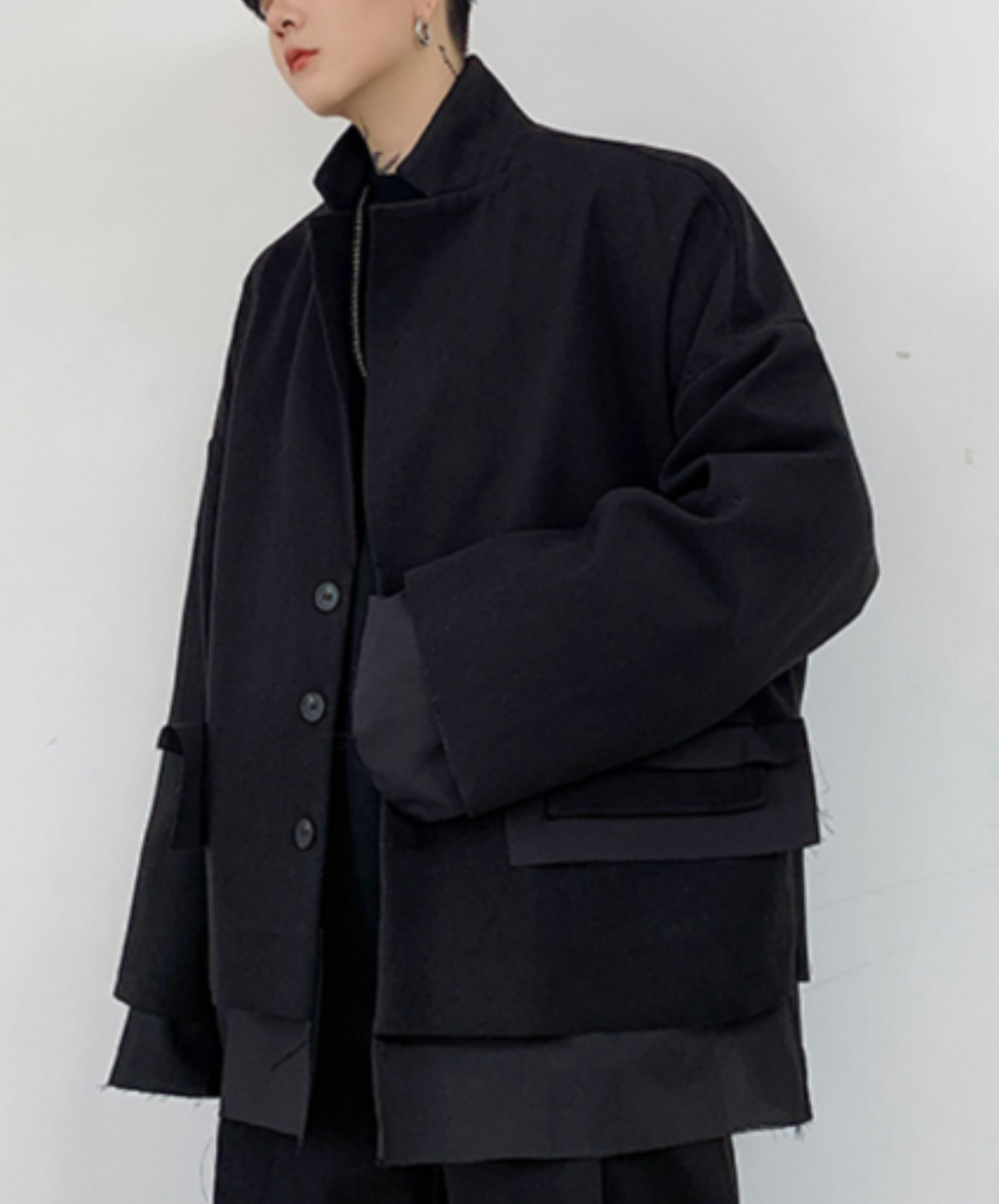 dark fake two-piece blunt cut jacket EN2374