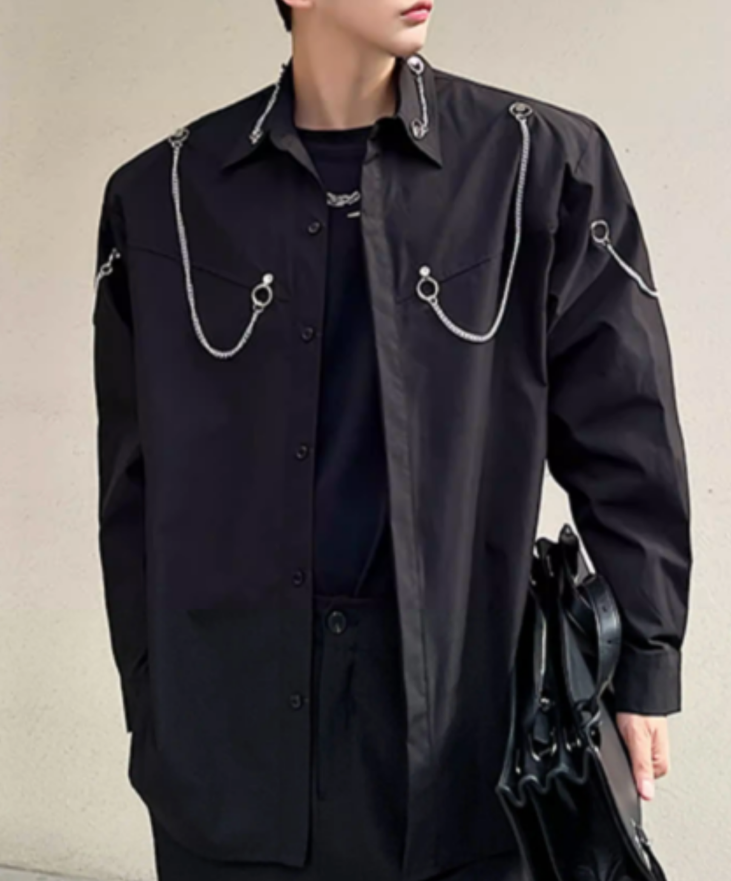 korean-style chain decoration shirt EN2836