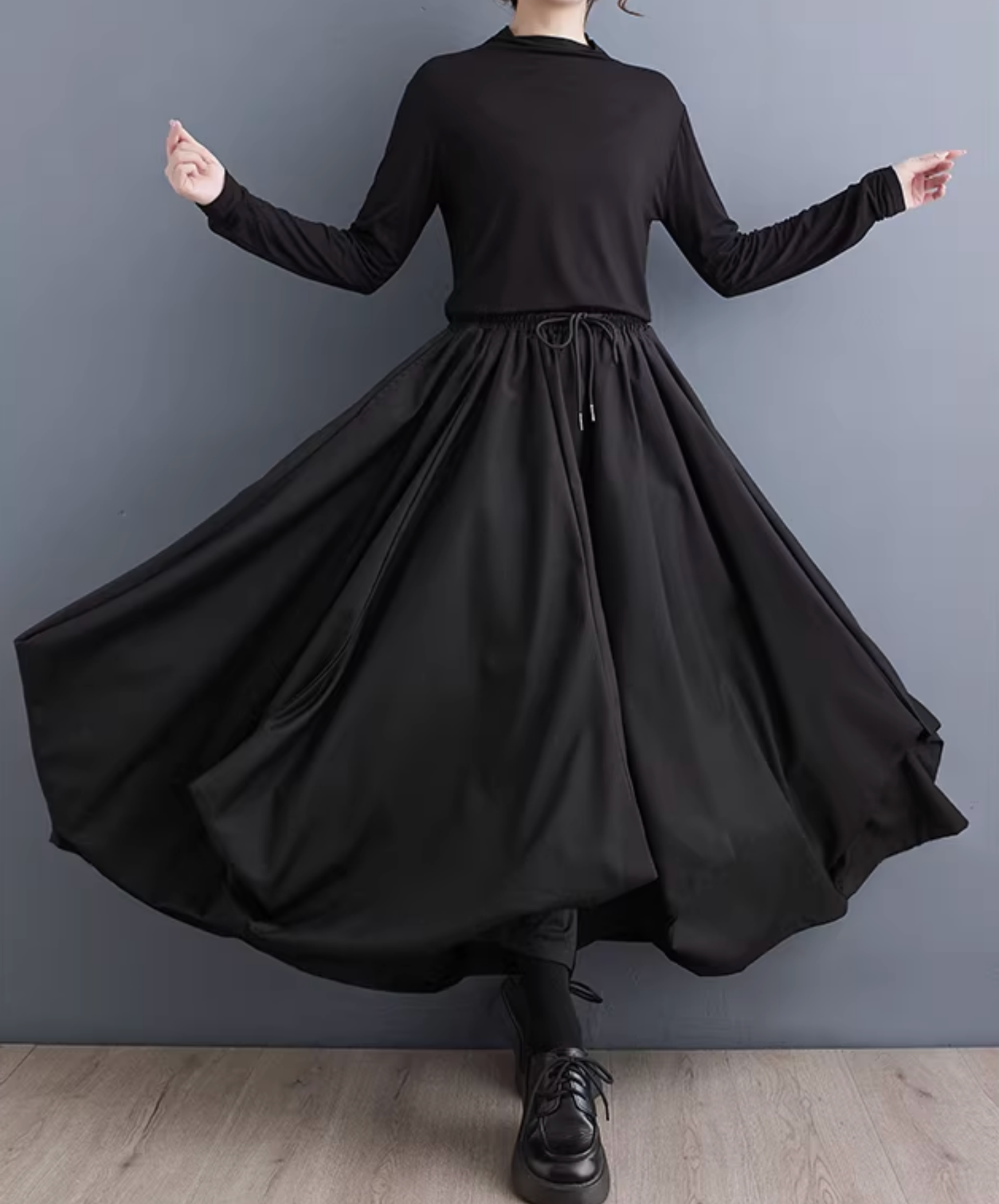 dark lantern drape wide pants EN2834
