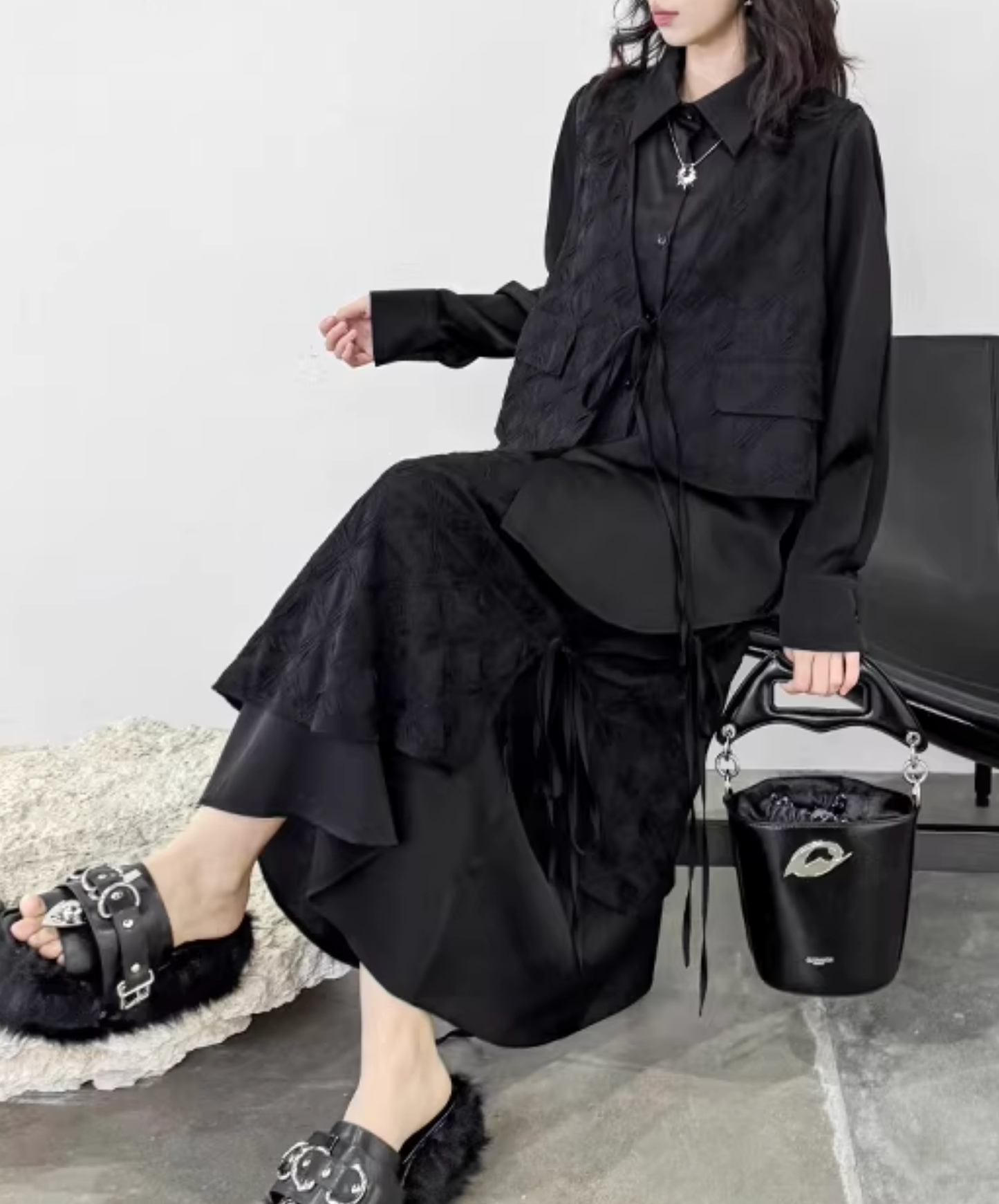 dark fake two-piece irregular style skirt EN2807