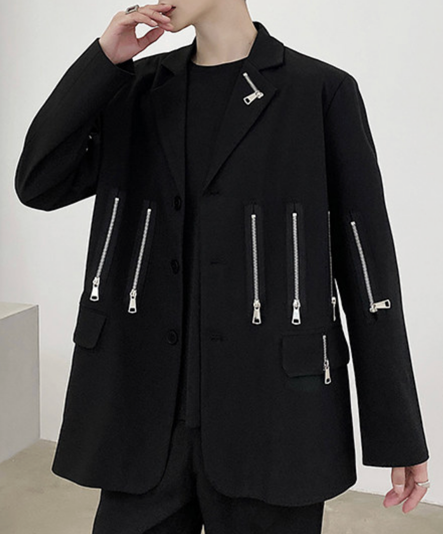 multiple metal zipper decoration jacket EN2754