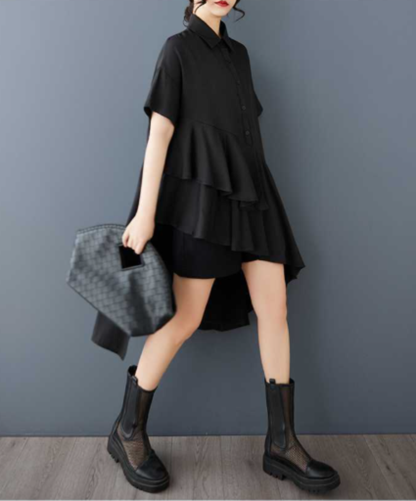 asymmetric tiered design shirt EN3061