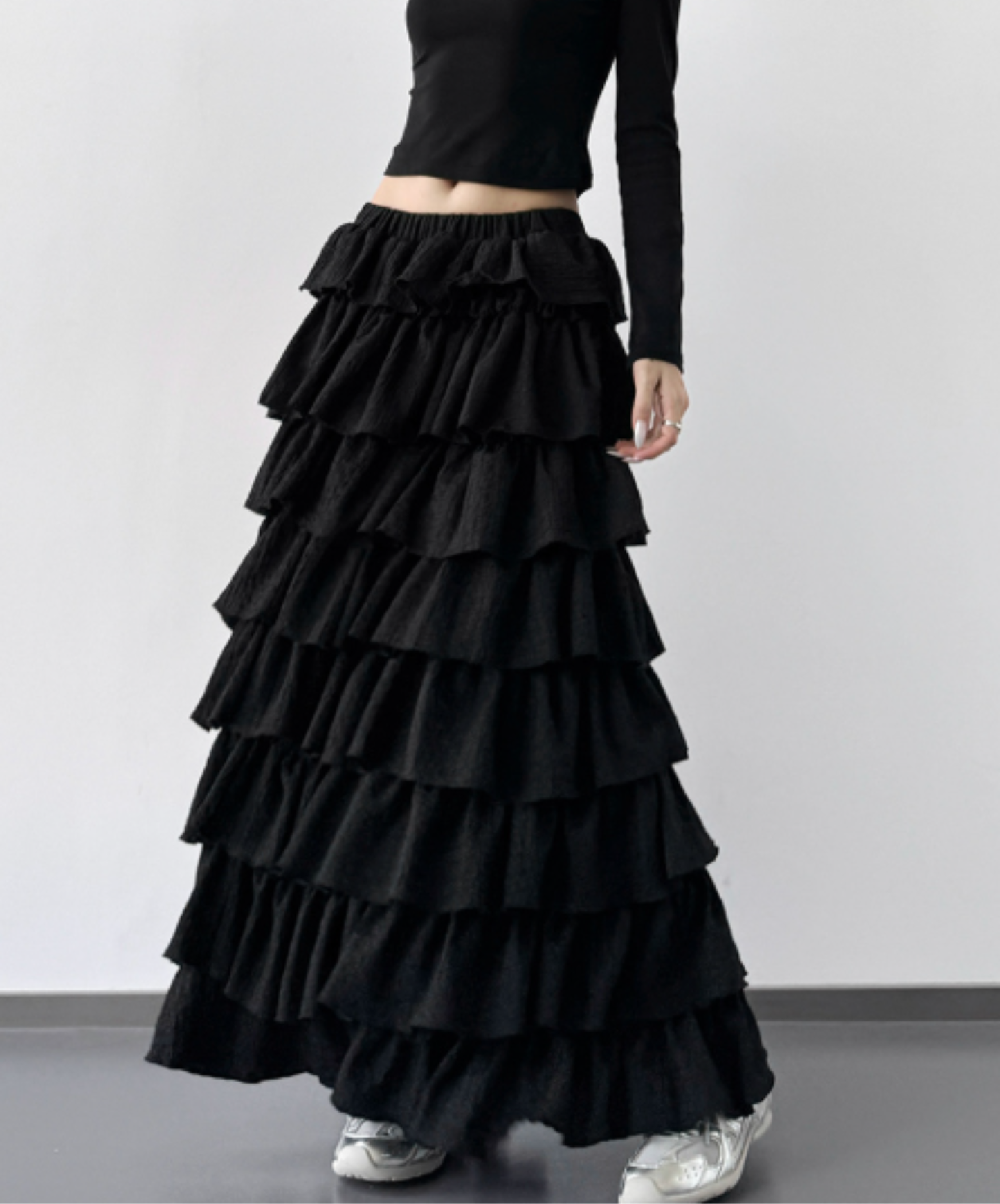 volume tiered long skirt EN2935