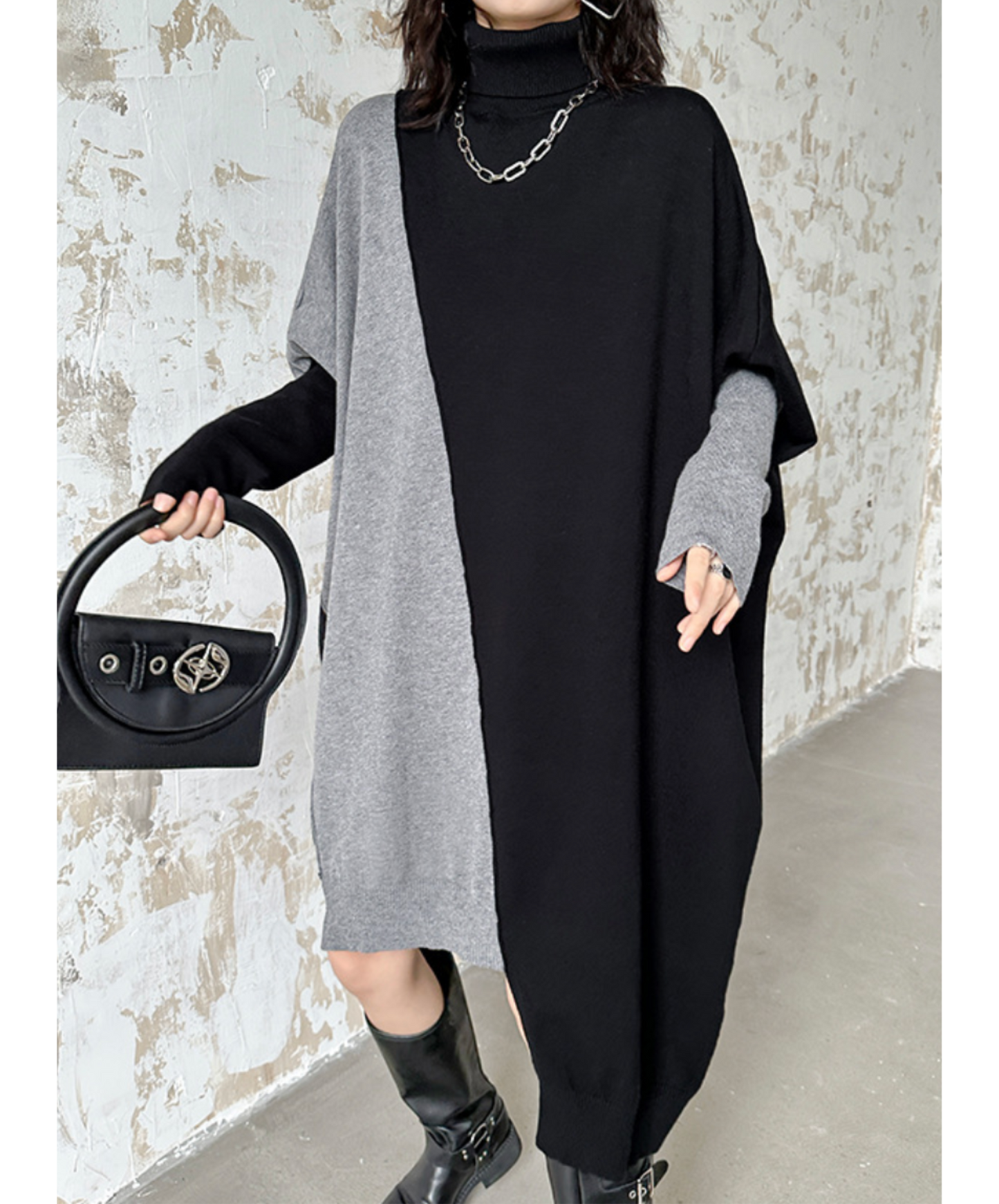 asymmetric two-tone sweatshirt EN2585