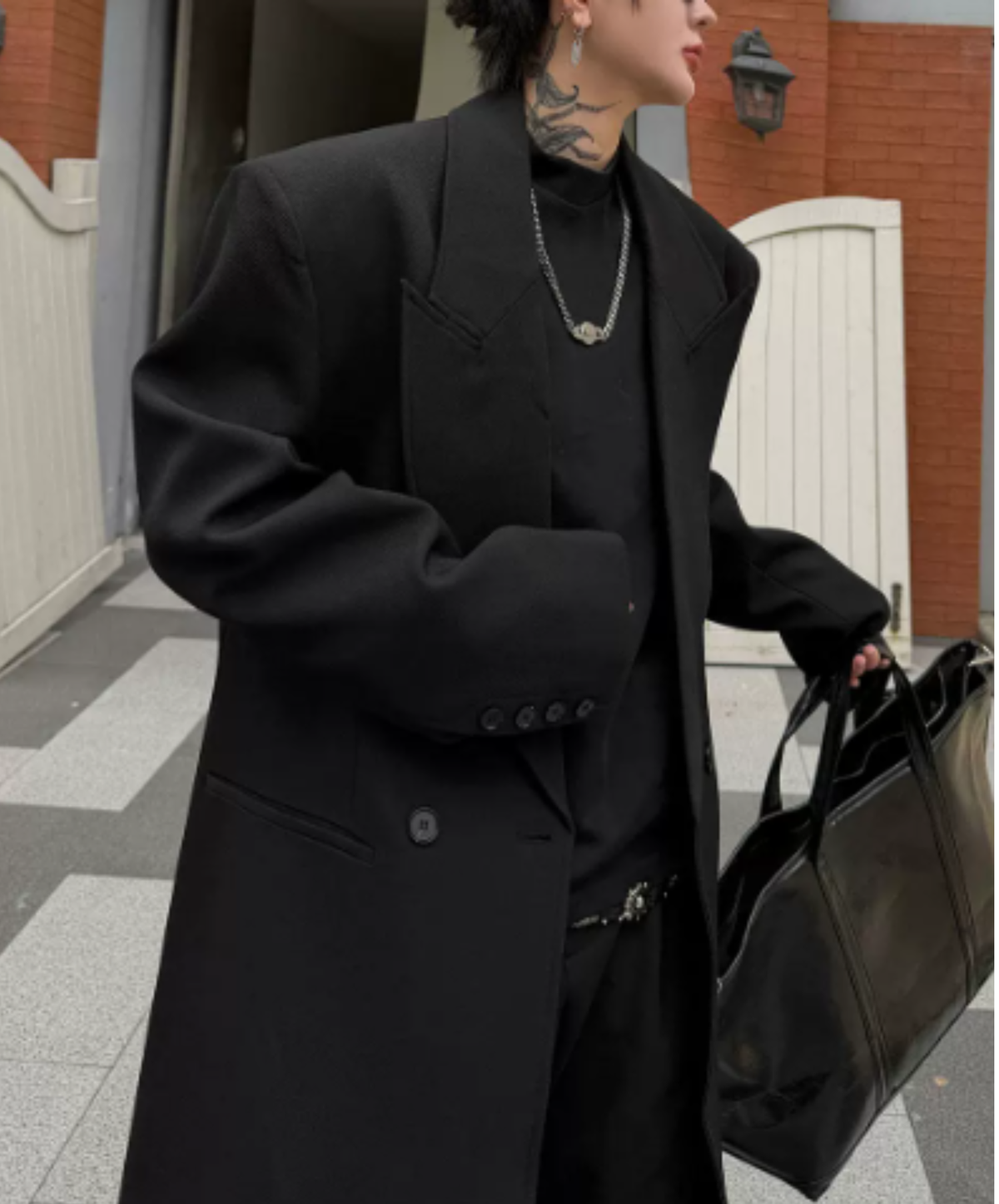 sharp peaked lapel coat EN3235