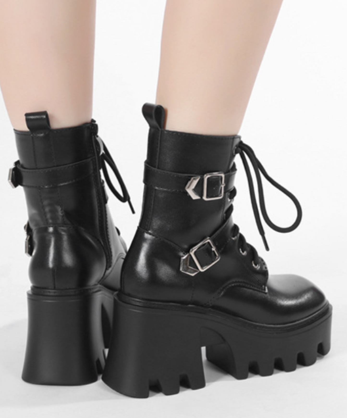 wave-shaped sole double belt boots EN2610