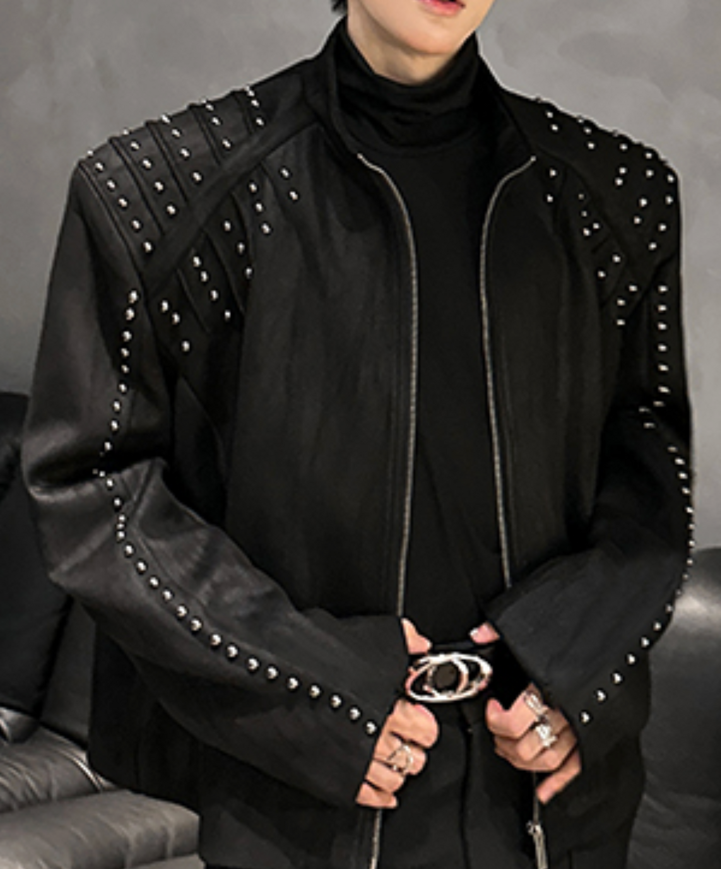 metal stud embellished shorts jacket EN2505