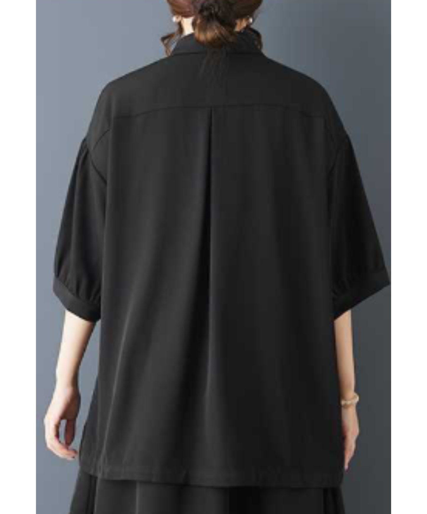 dark splicing print ribbon shirt EN3072