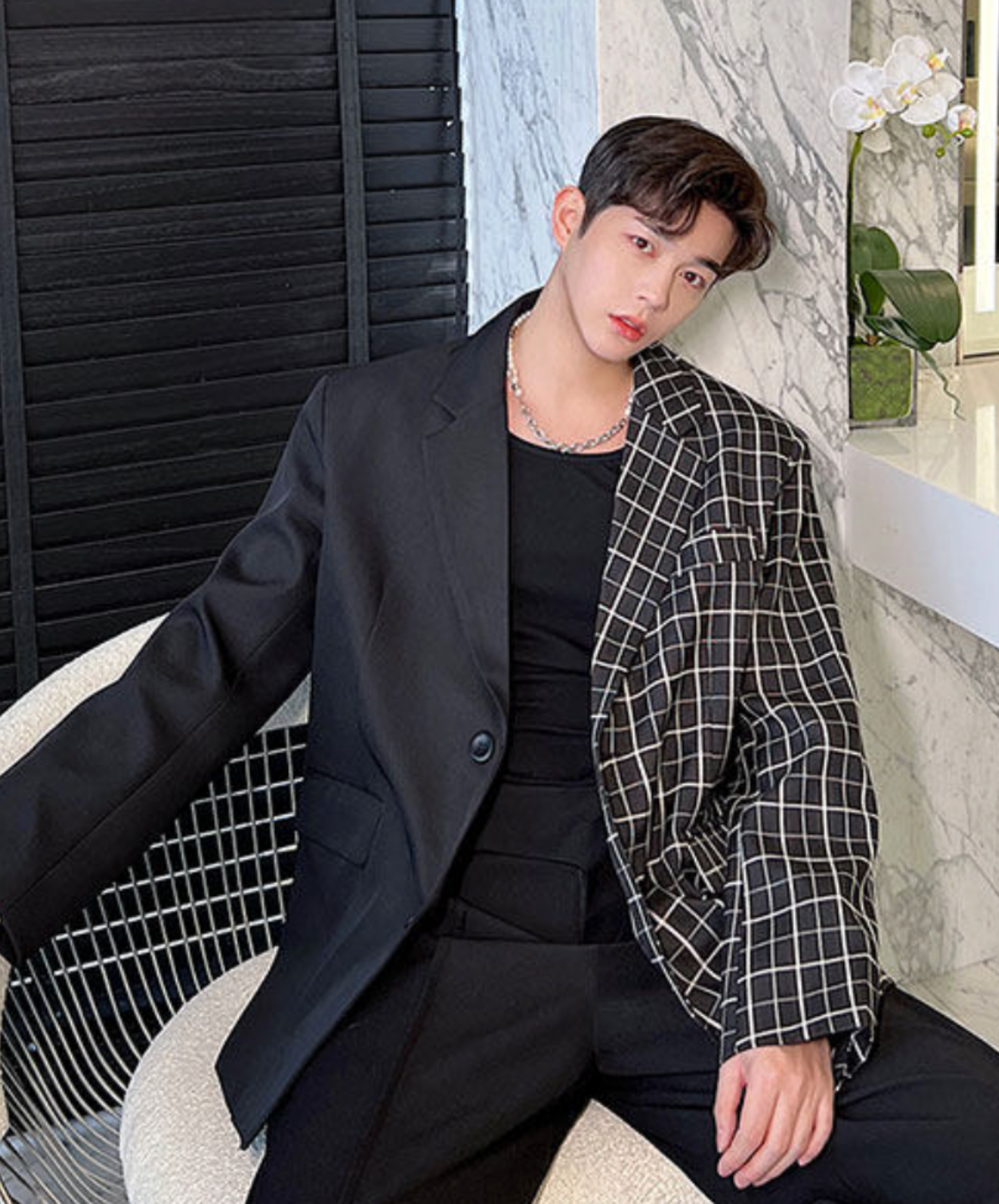 korean style oversized patchwork jacket EN2669