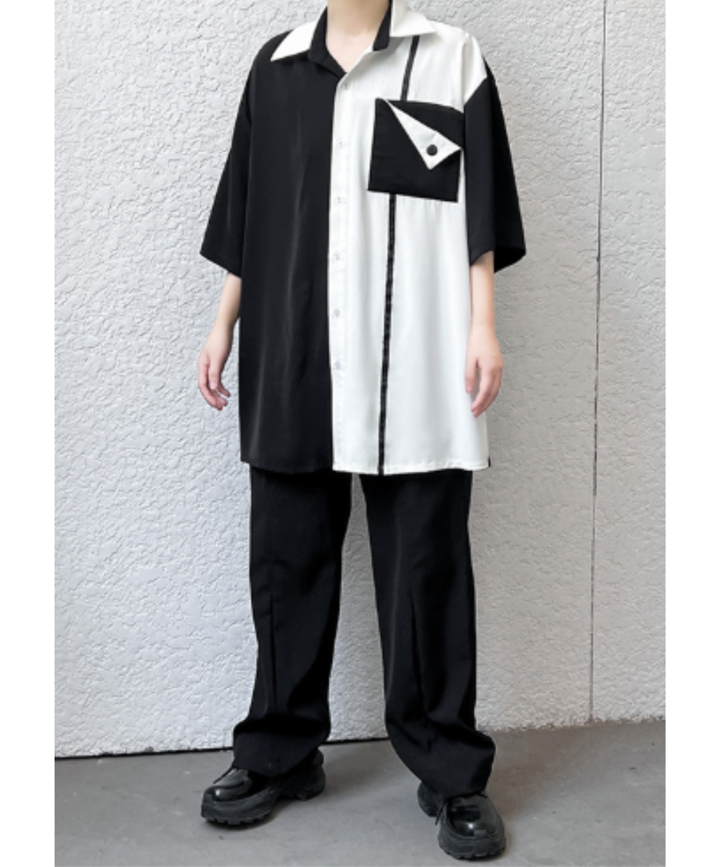 monochrome asymmetric color scheme shirt EN3007
