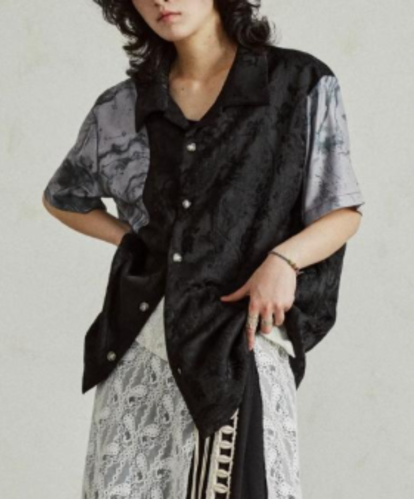 jacquard patchwork marble pattern shirt EN2924