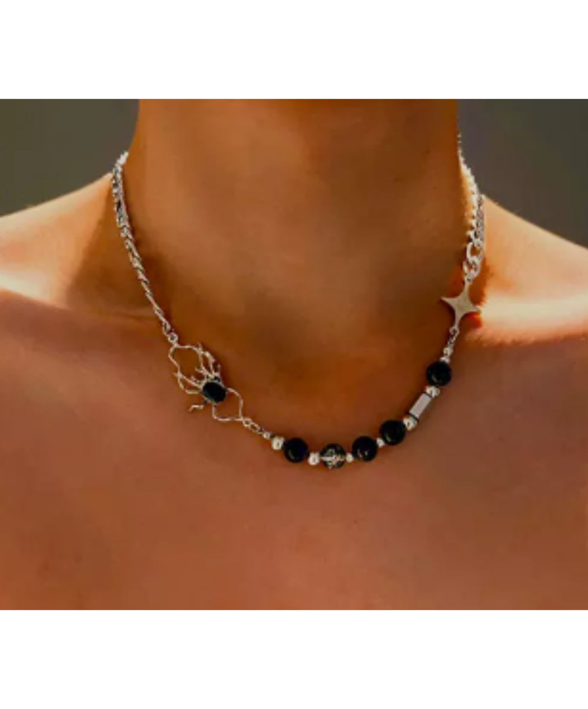 spider-motif combination chain necklace EN3194